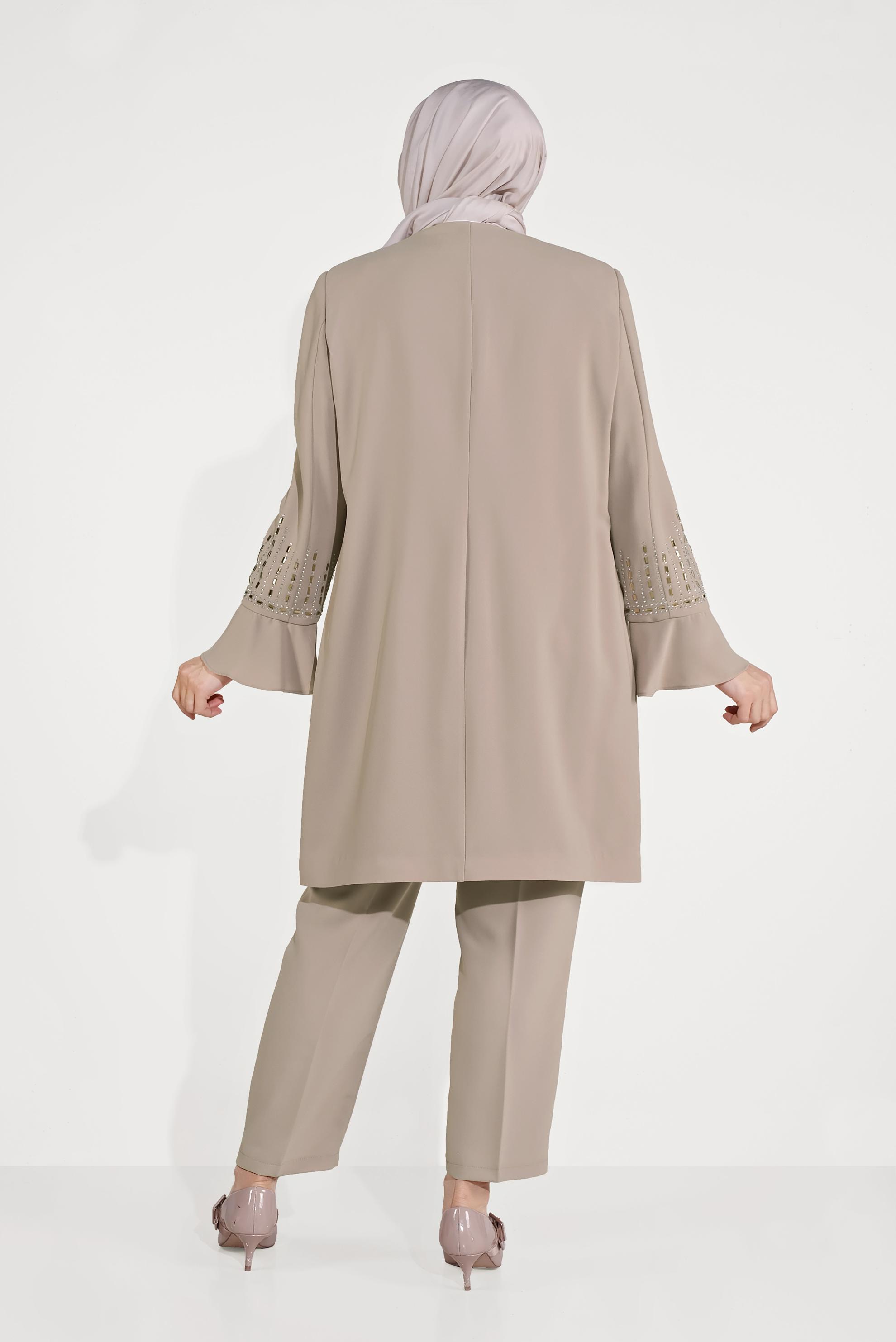 Hijab clothing BEIGE EMBELLISHED SUIT 30026