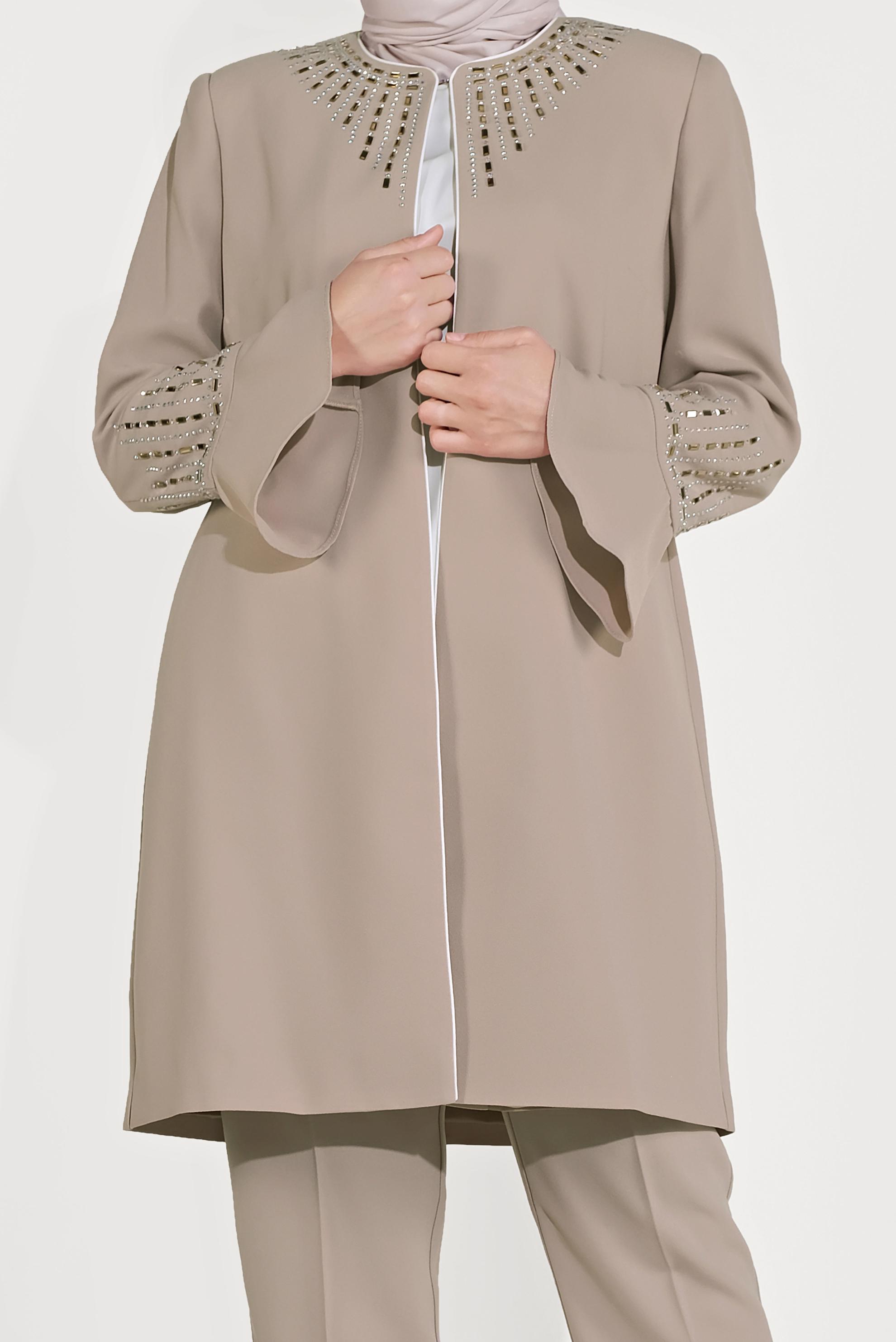 Hijab clothing BEIGE EMBELLISHED SUIT 30026