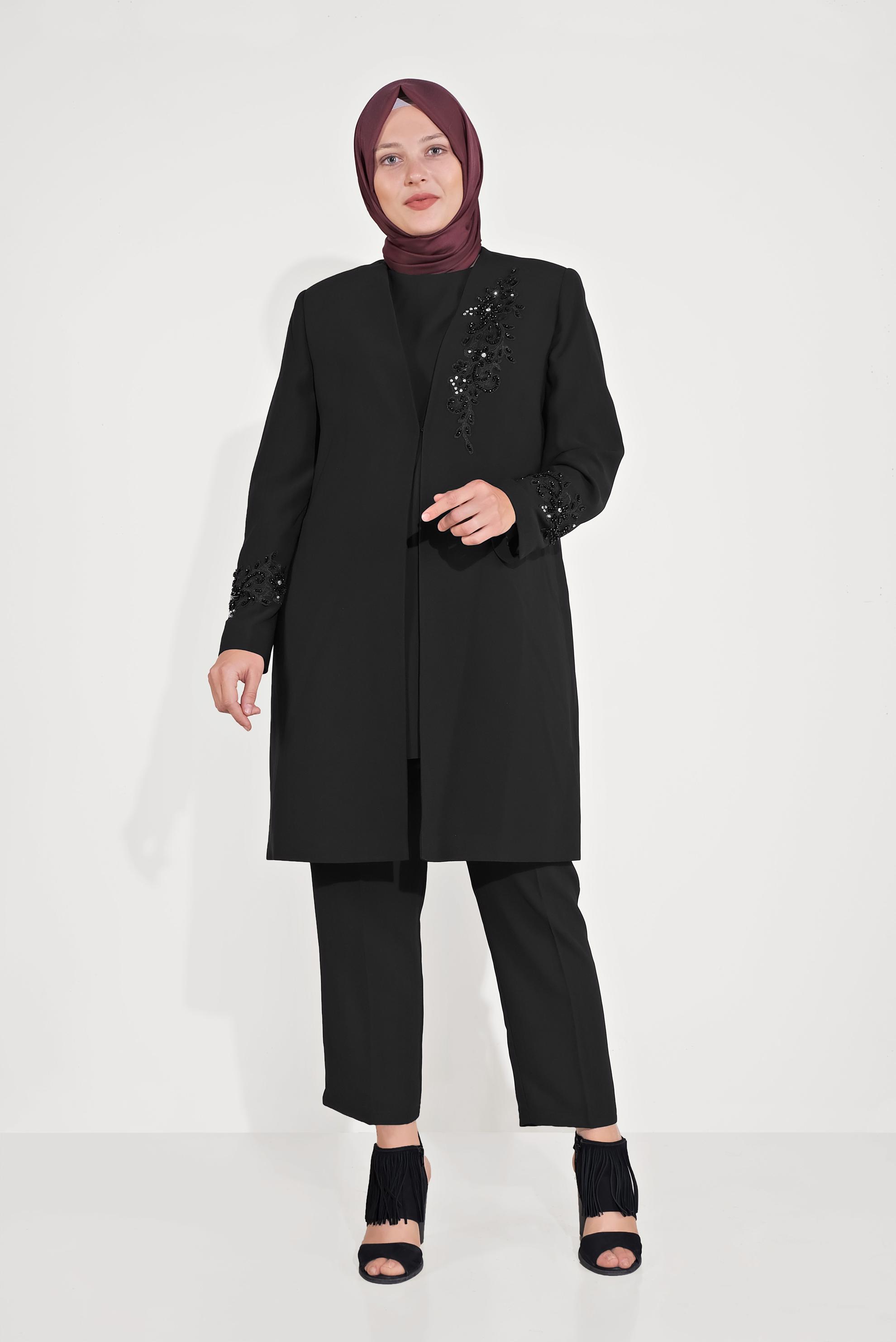 Hijab clothing BLACK EMBELLISHED SUIT 30027 