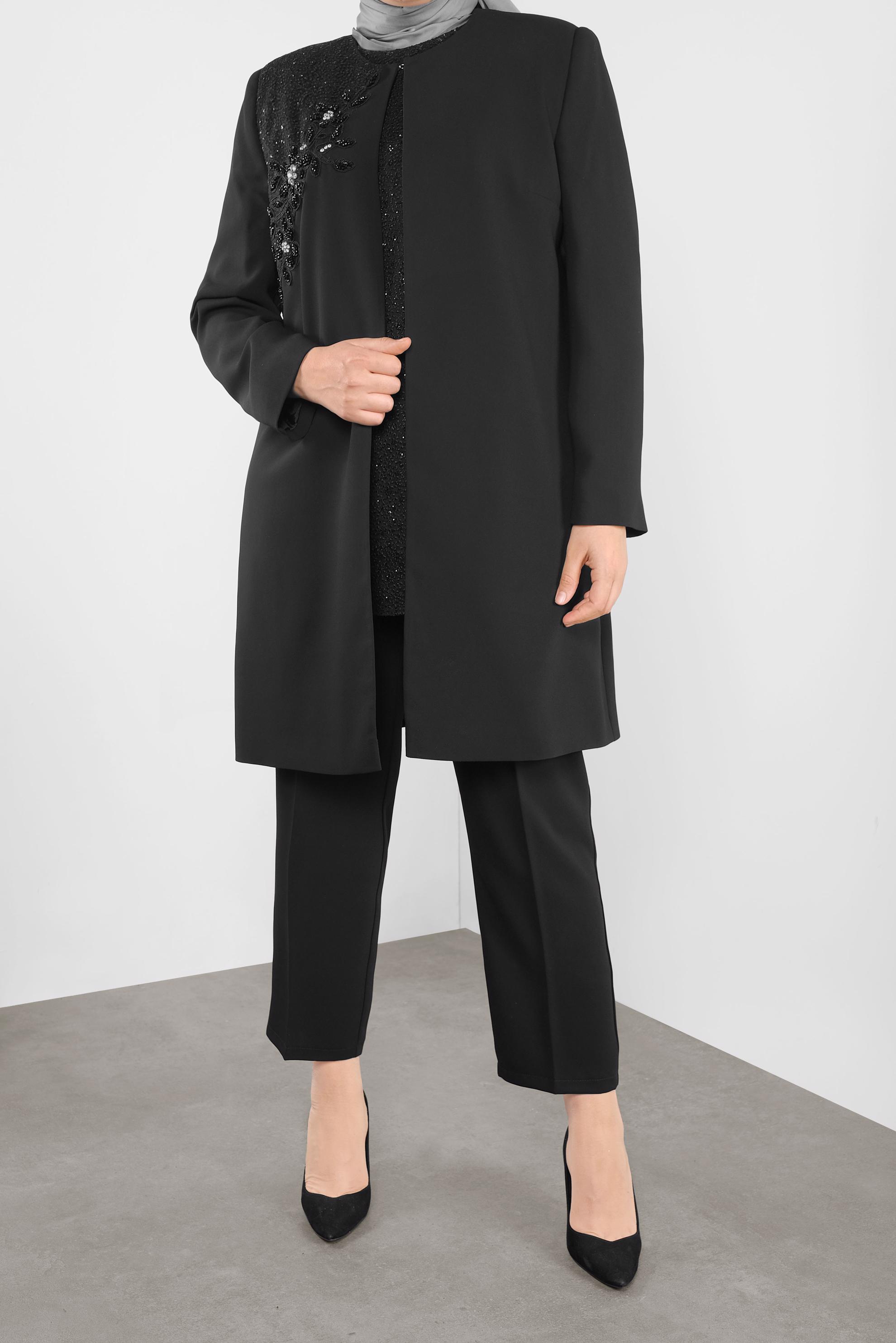 Hijab clothing BLACK EMBROIDERED SUIT 30028 