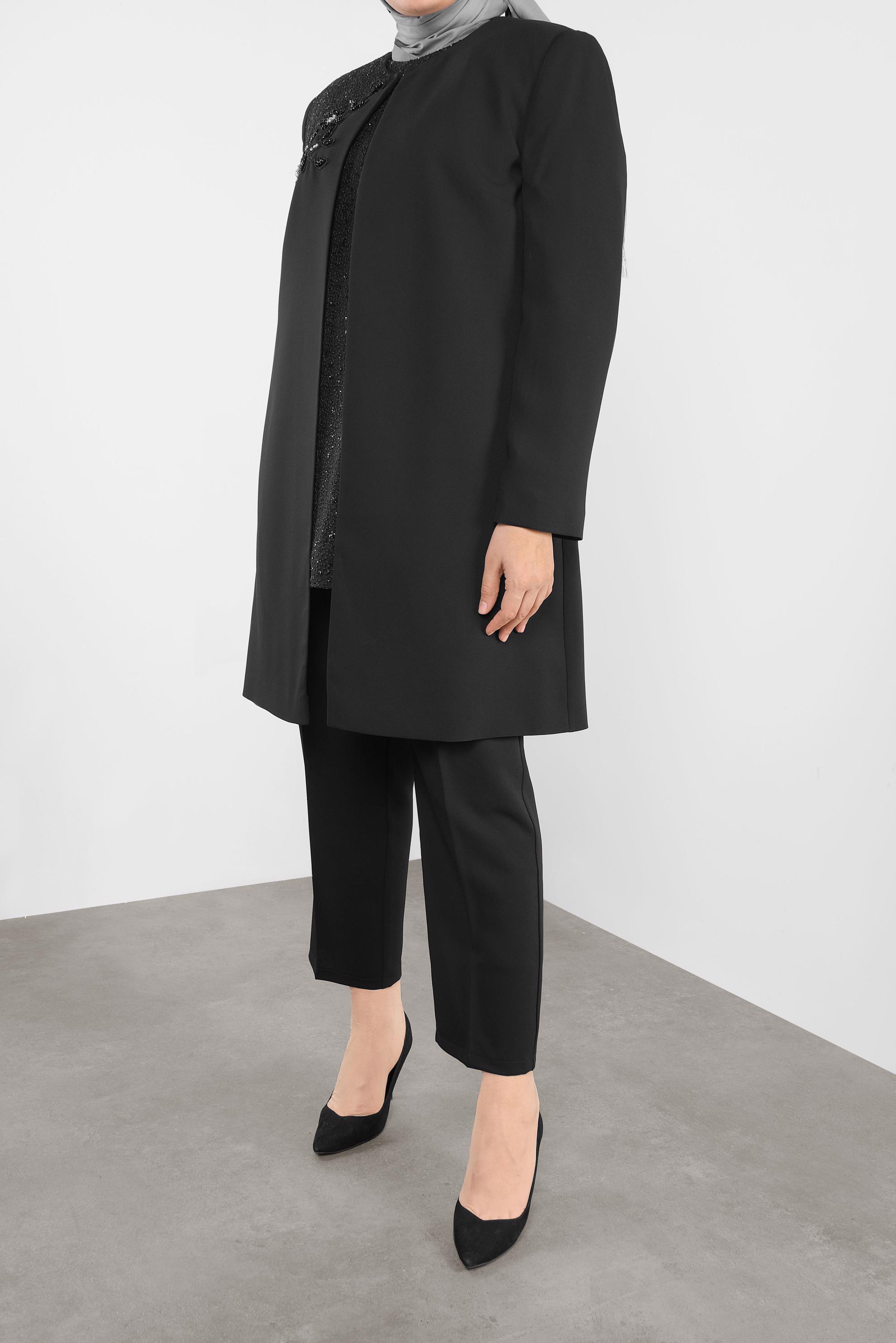 Hijab clothing BLACK EMBROIDERED SUIT 30028 