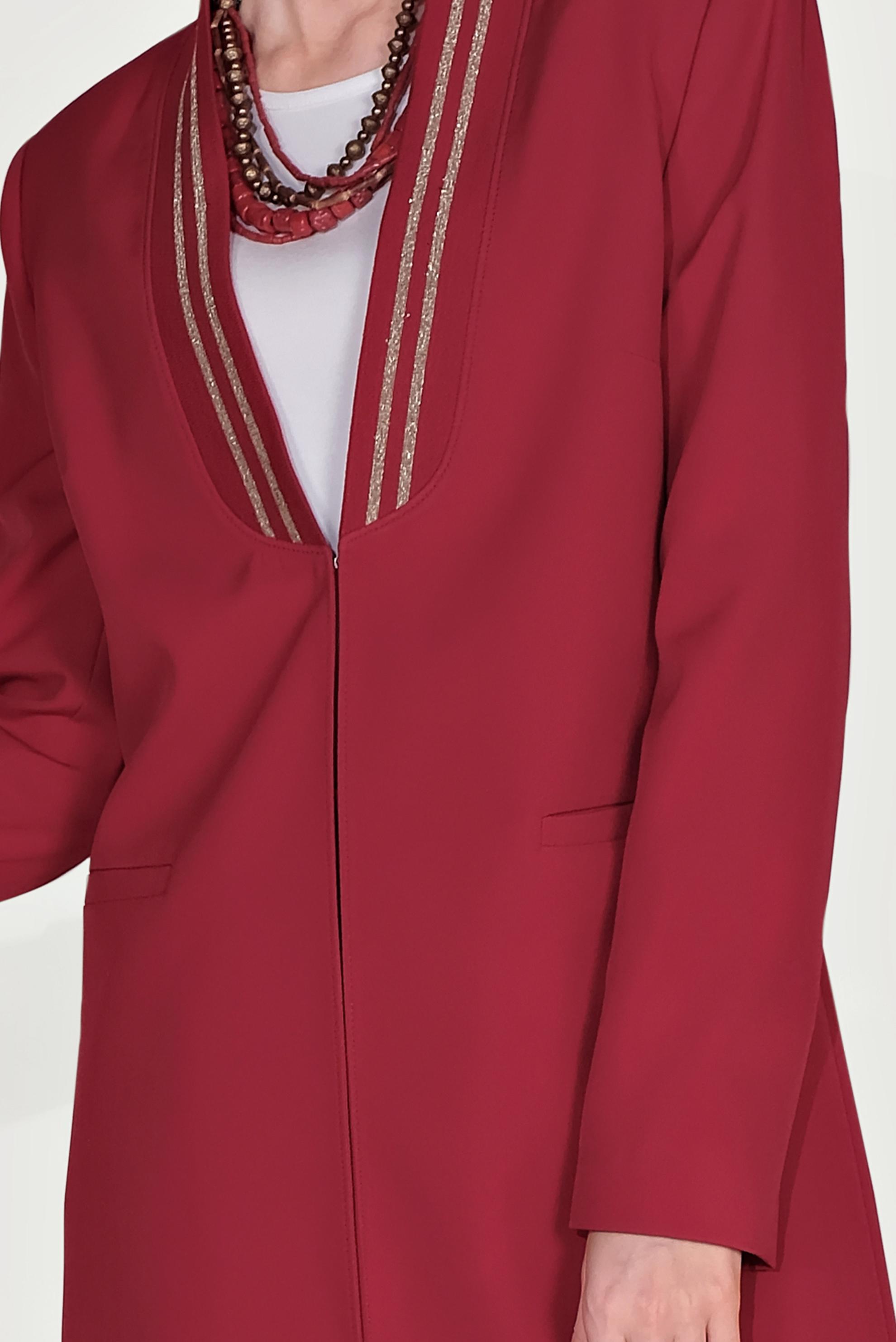 Tesettür giyim KIRMIZI YAKASI SİMLİ ŞERİTLİ TAKIM 30031