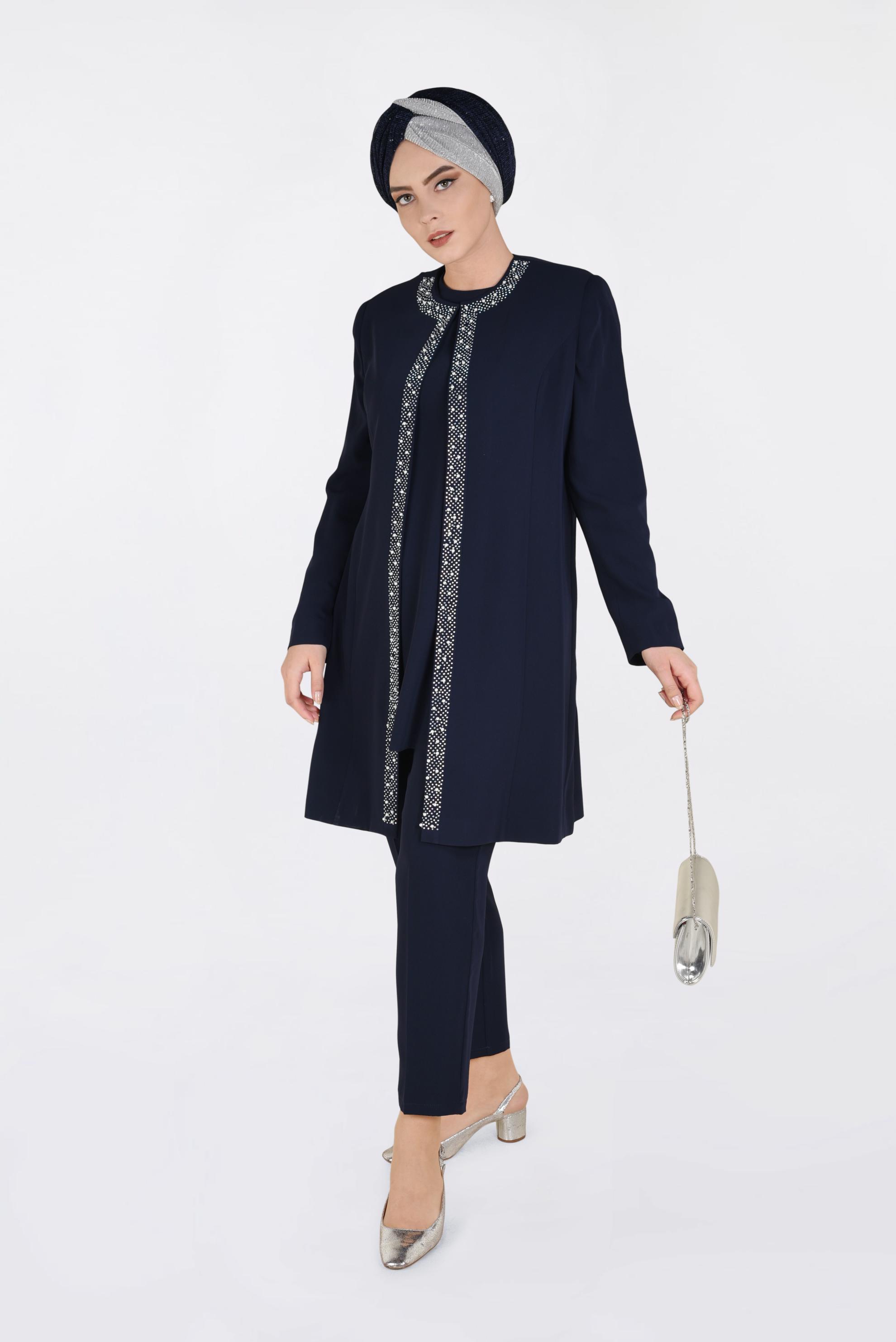 Hijab clothing NAVY BLUE 3473 ASLI 5929 3&prime;LÜ PANT.TAKIM 44/50 TEK42