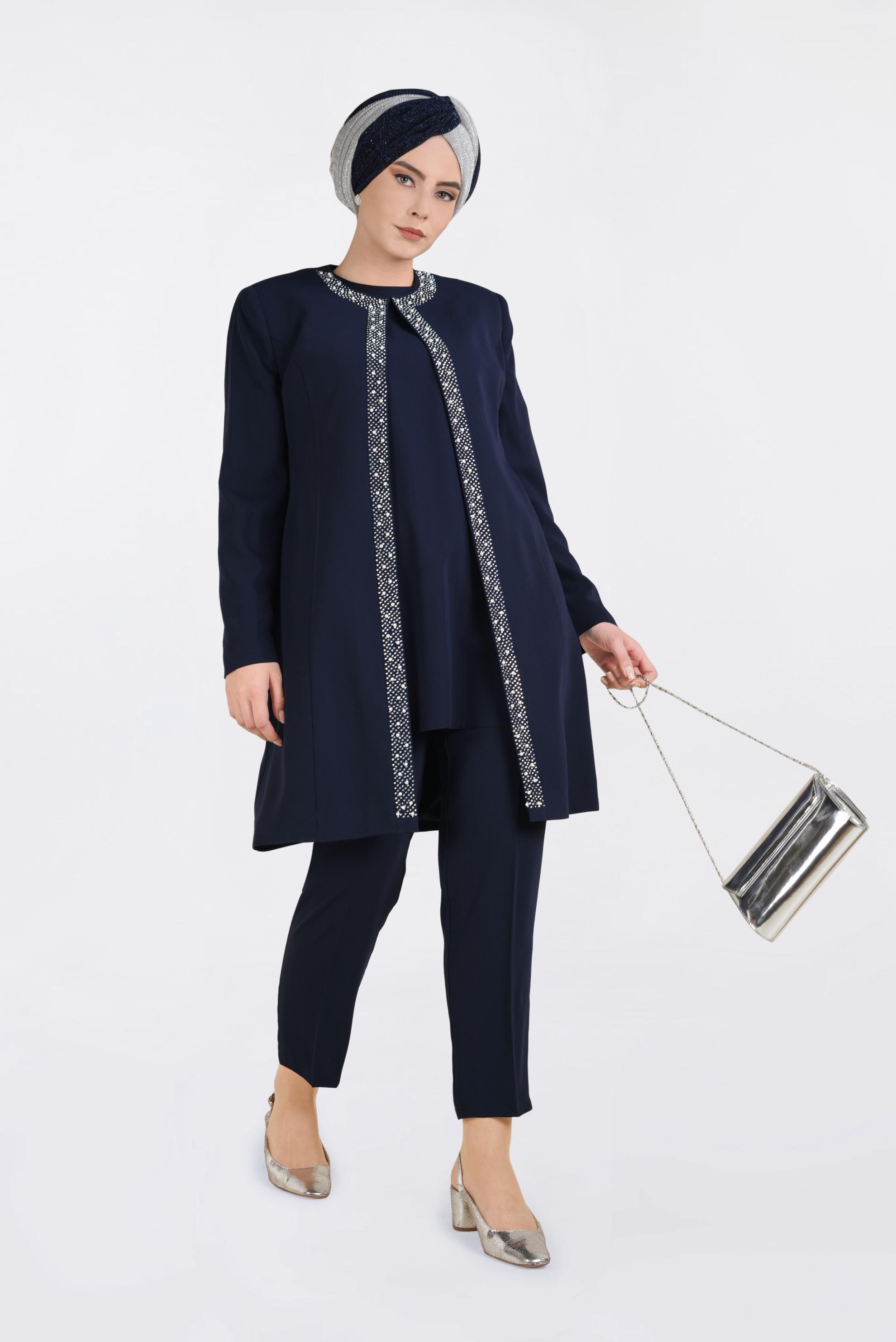 Hijab clothing NAVY BLUE 3473 ASLI 5929 3&prime;LÜ PANT.TAKIM 44/50 TEK42