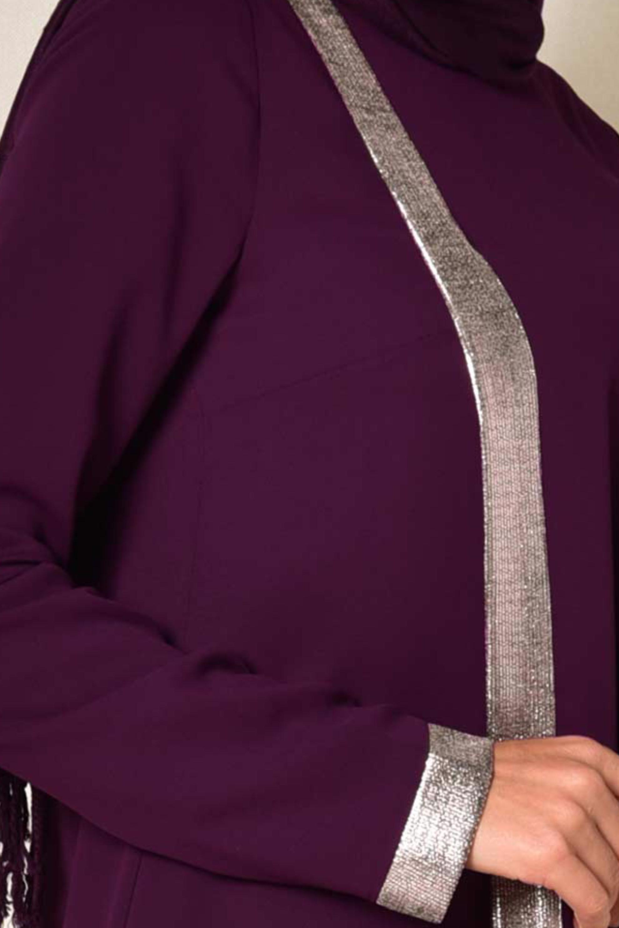 Tesettür giyim BORDO ASİMETRİK KESİM İKİLİ PANTOLONLU TAKIM 3508