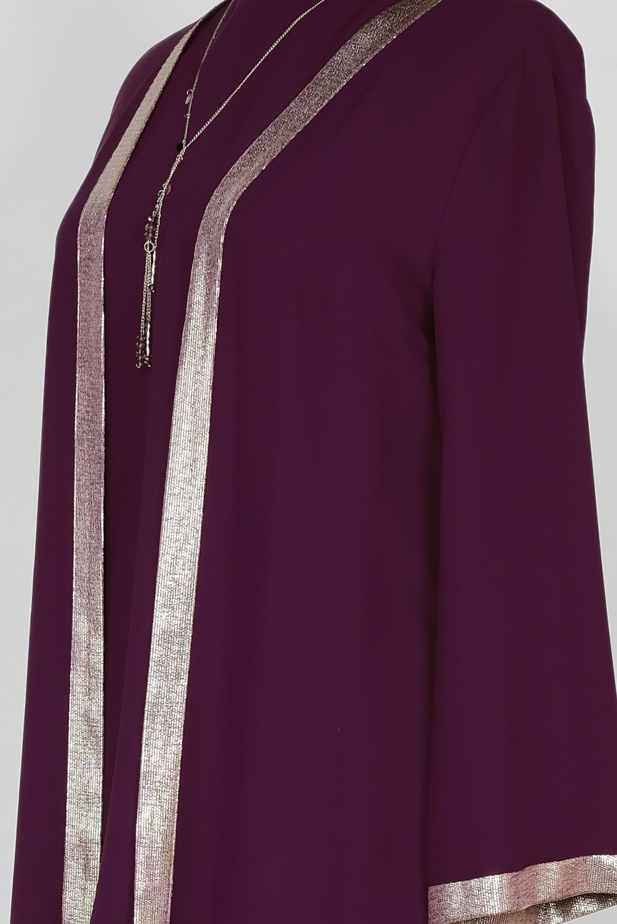 Hijab clothing CLARET RED GILD DETAIL 3-PIECE PANTS SUIT 3518 