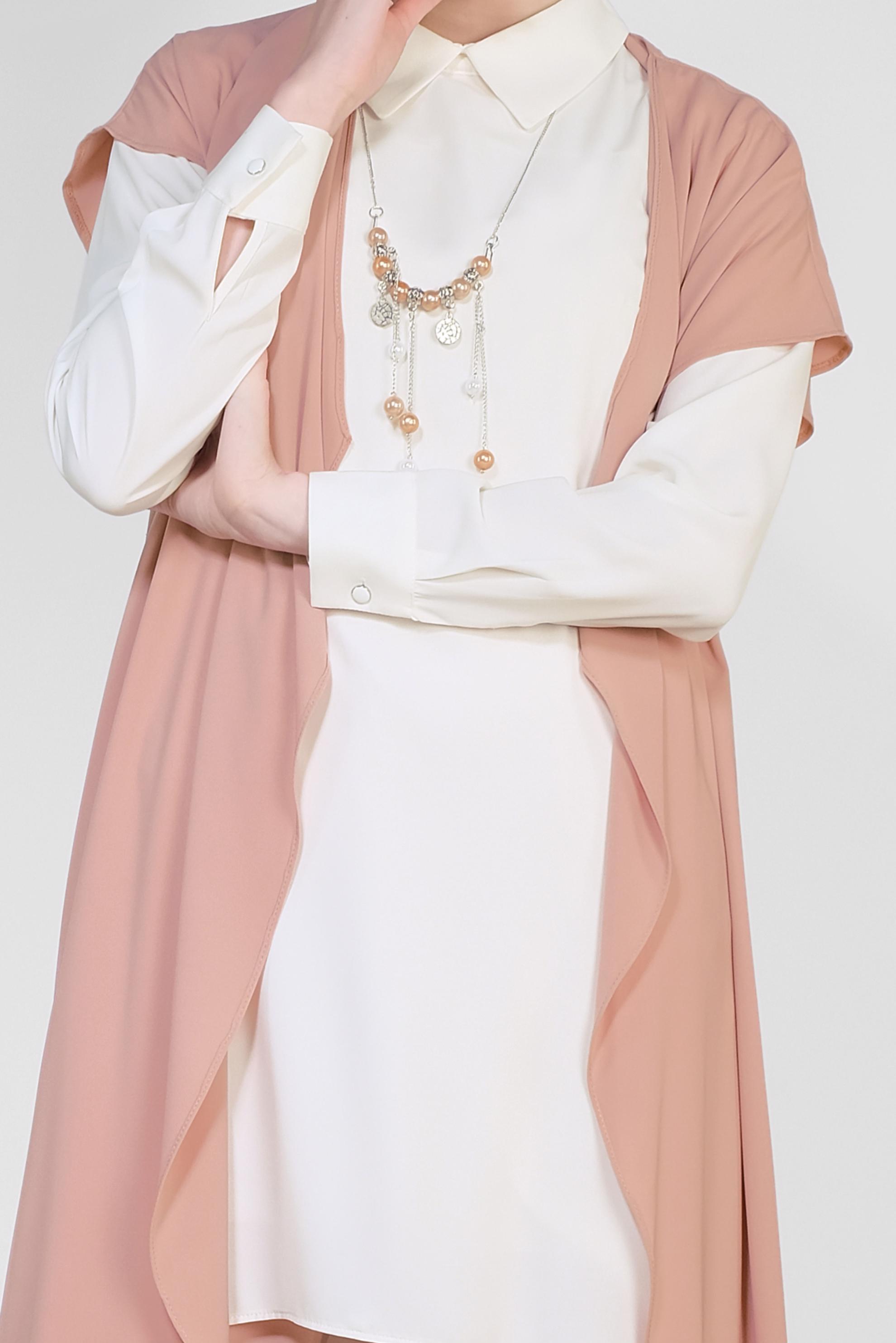 Tesettür giyim KAHVE ASİMETRİK KESİM ÜÇLÜ PANTOLONLU TAKIM 3526