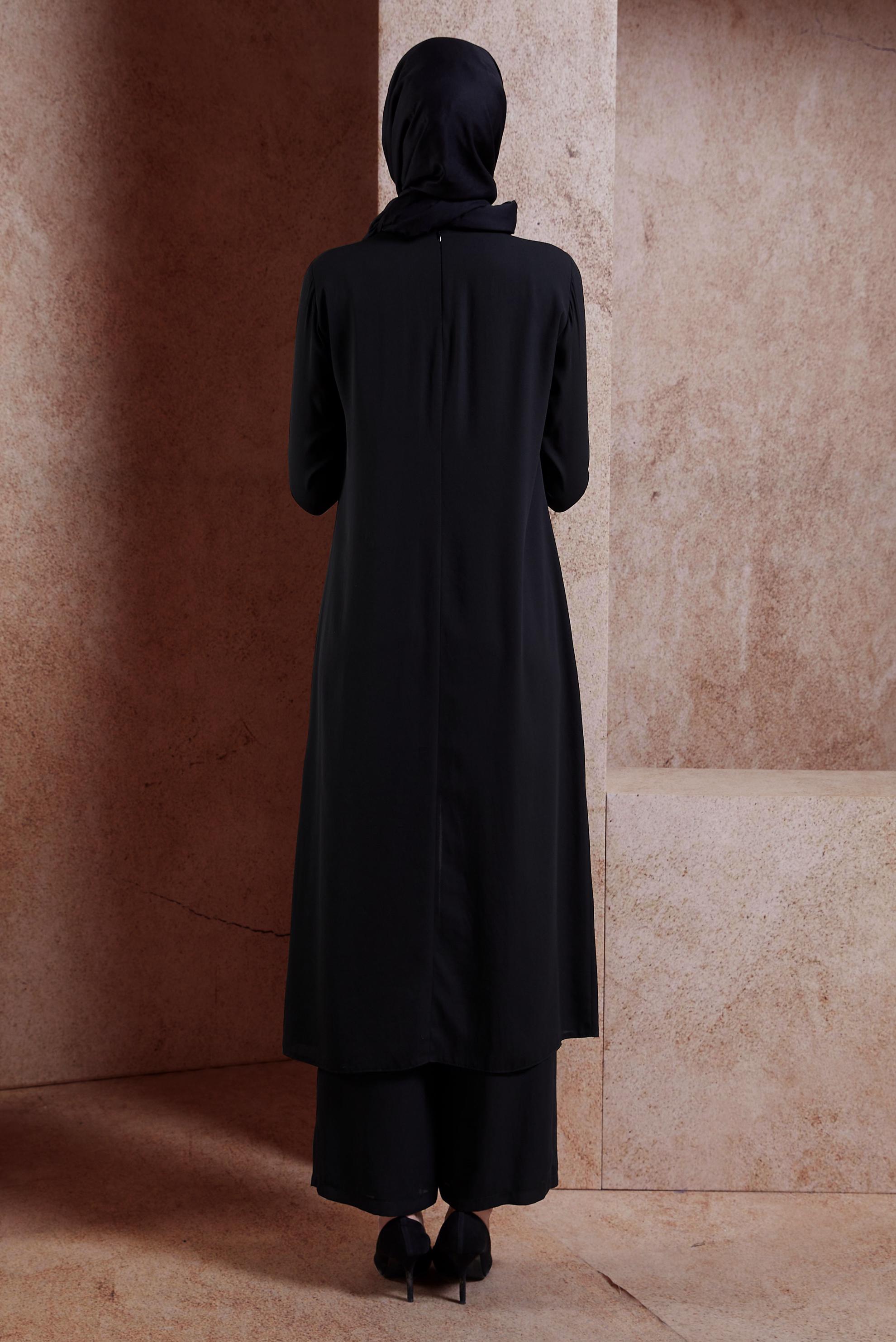 Vêtements hijab NOIR COSTUME PANTALON À SEQUINS 3537