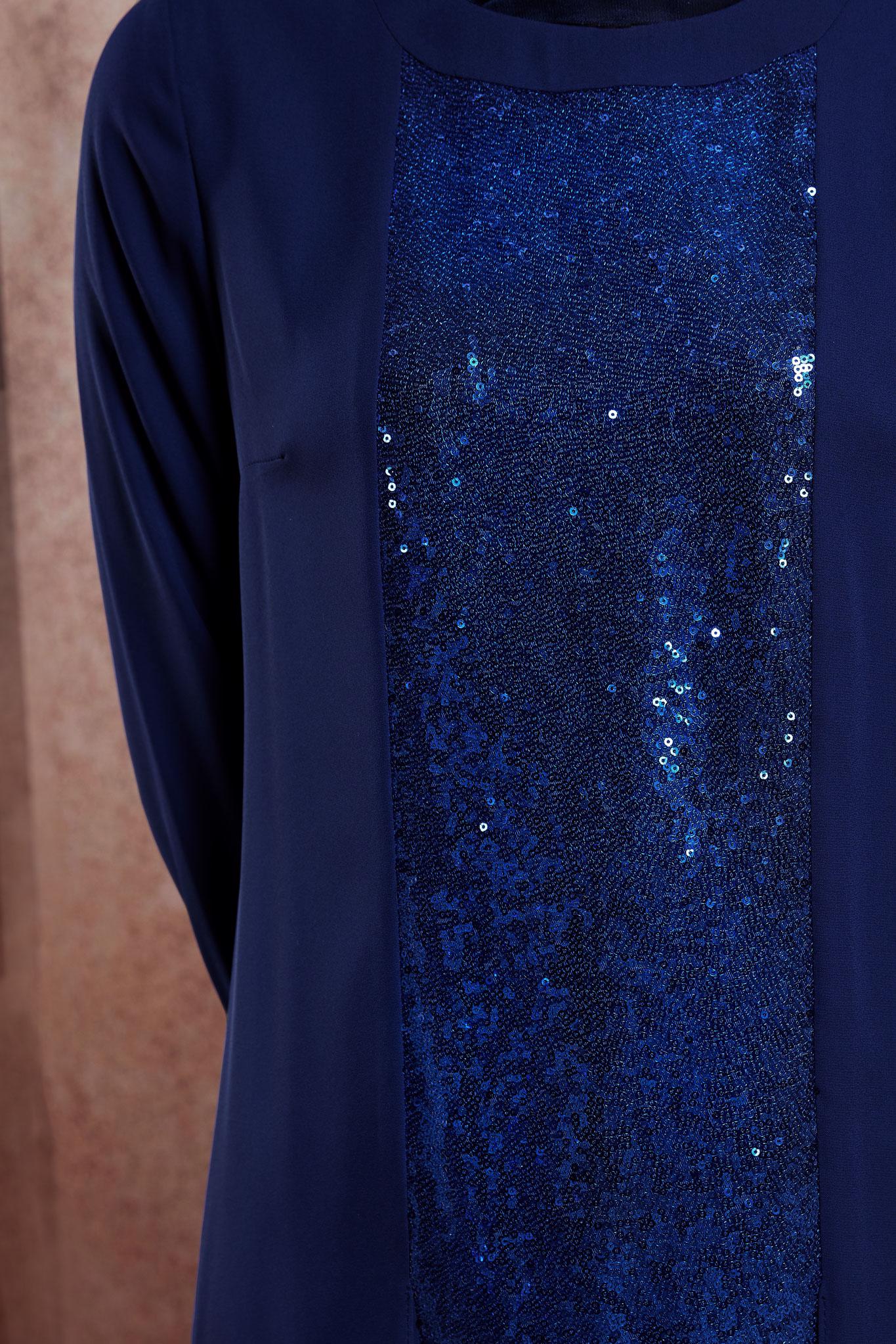 Tesettür giyim LACİVERT PUL PAYETLİ PANTOLONLU TAKIM 3537