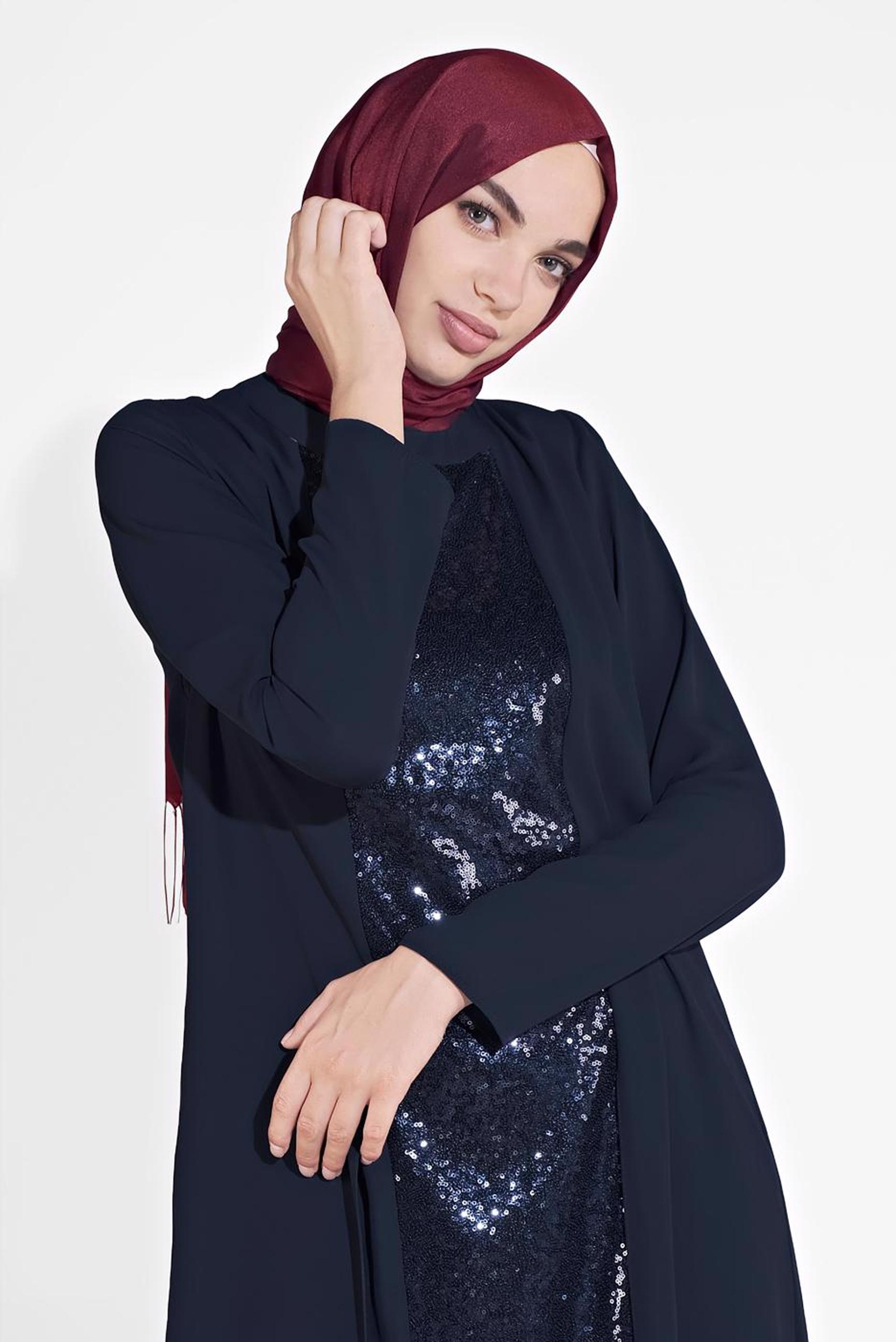 Tesettür giyim LACİVERT PUL PAYETLİ PANTOLONLU TAKIM 3537