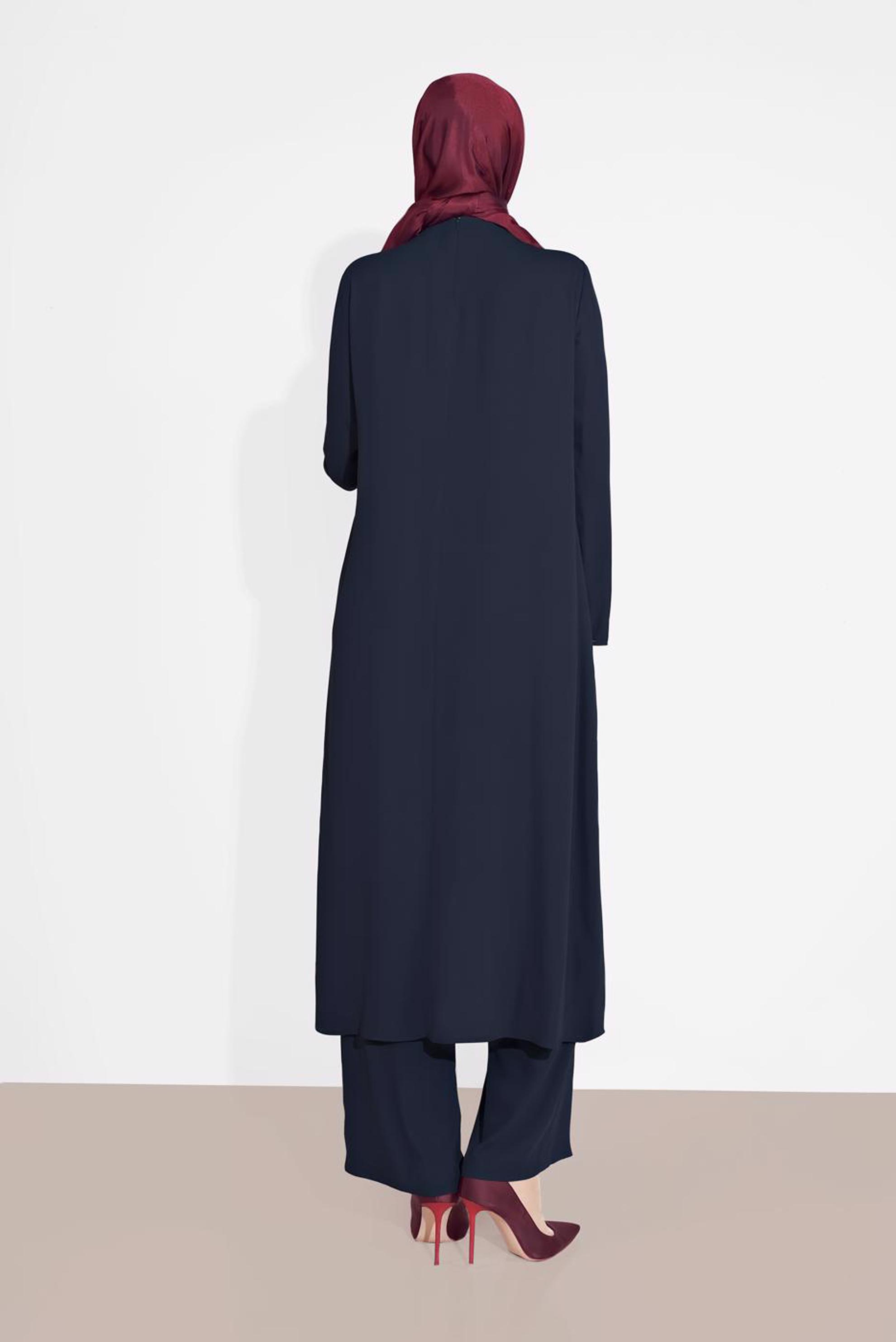 Tesettür giyim LACİVERT PUL PAYETLİ PANTOLONLU TAKIM 3537