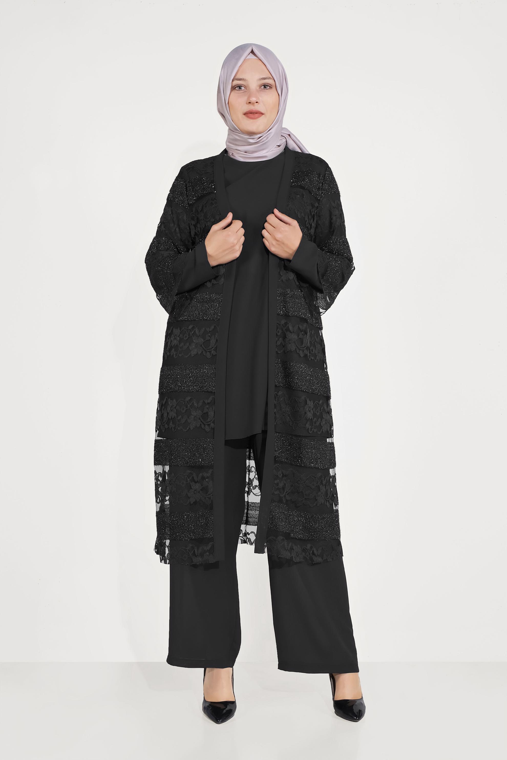 Hijab clothing BLACK TRIPLE SUIT 3547 
