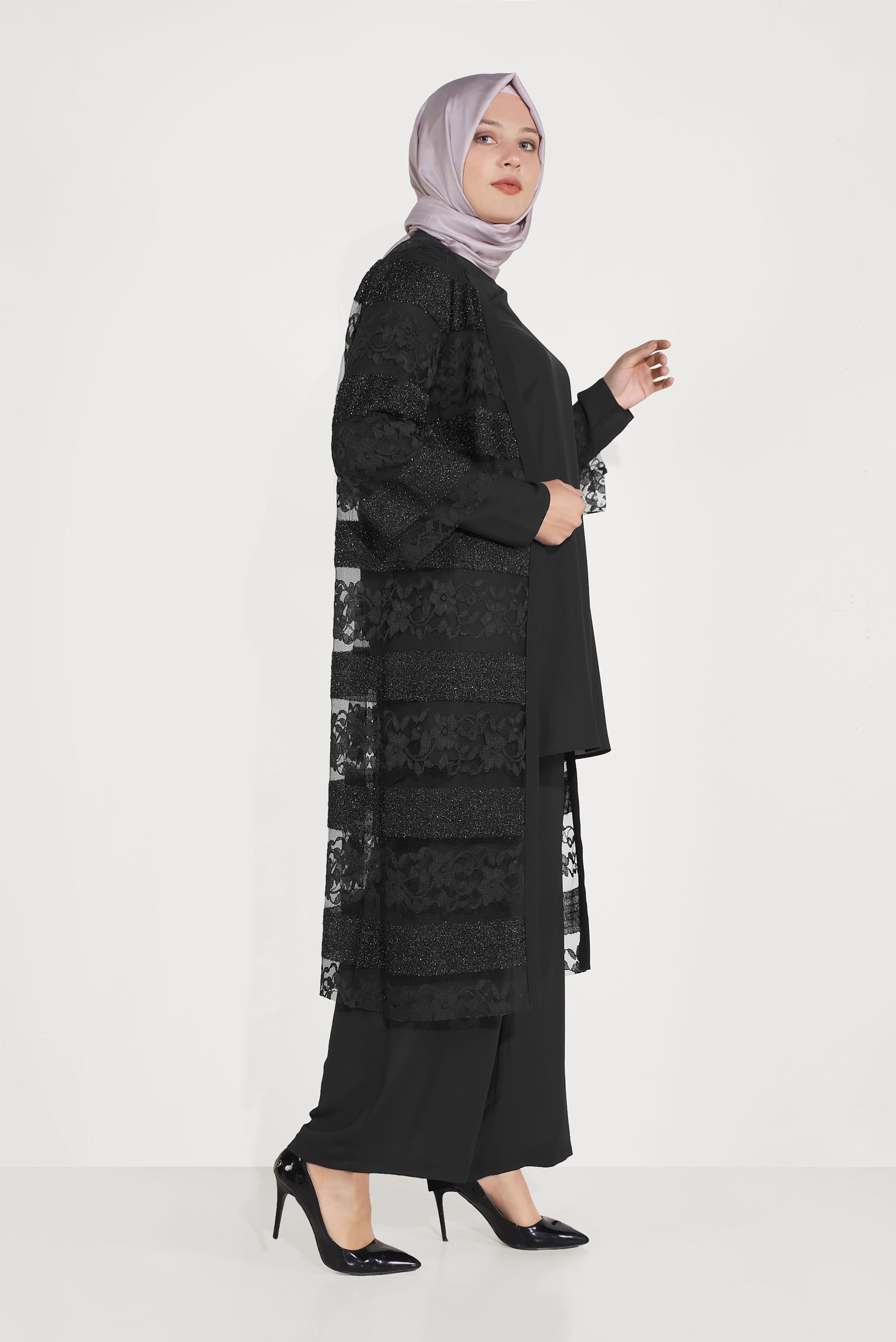 Hijab clothing BLACK TRIPLE SUIT 3547 