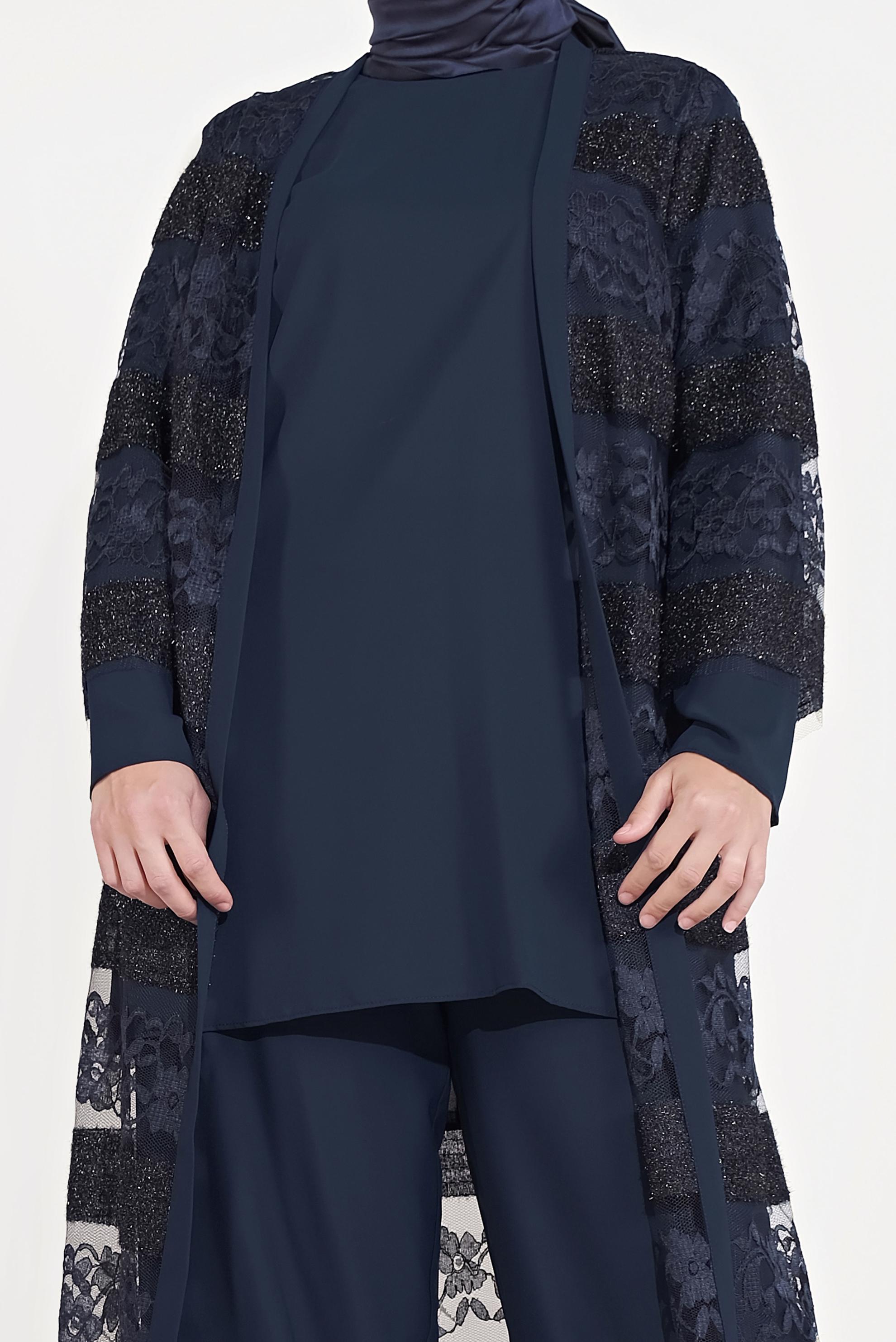 Hijab clothing NAVY BLUE TRIPLE SUIT 3547 