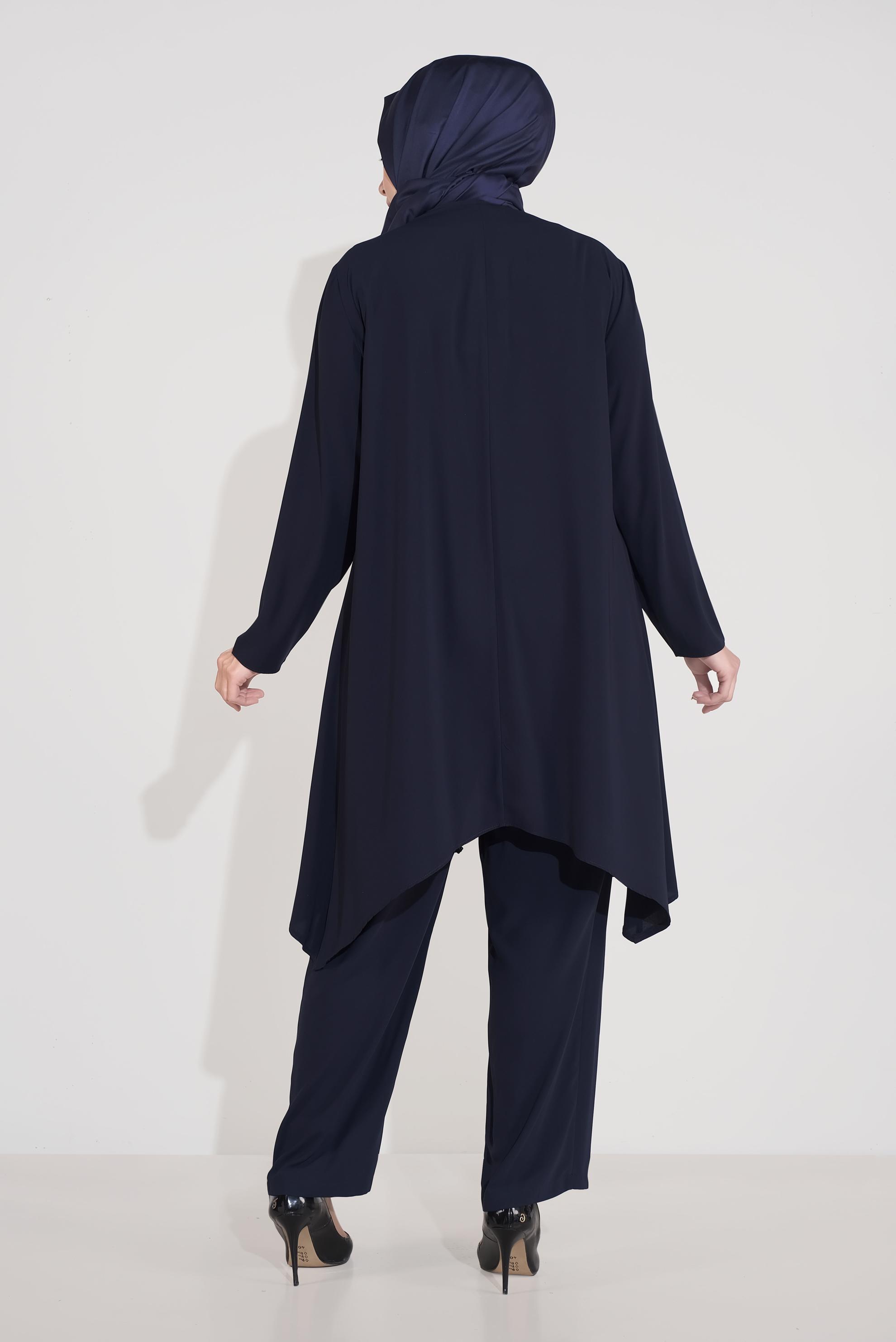 Hijab clothing NAVY BLUE SEQUINNED SUIT 3549 