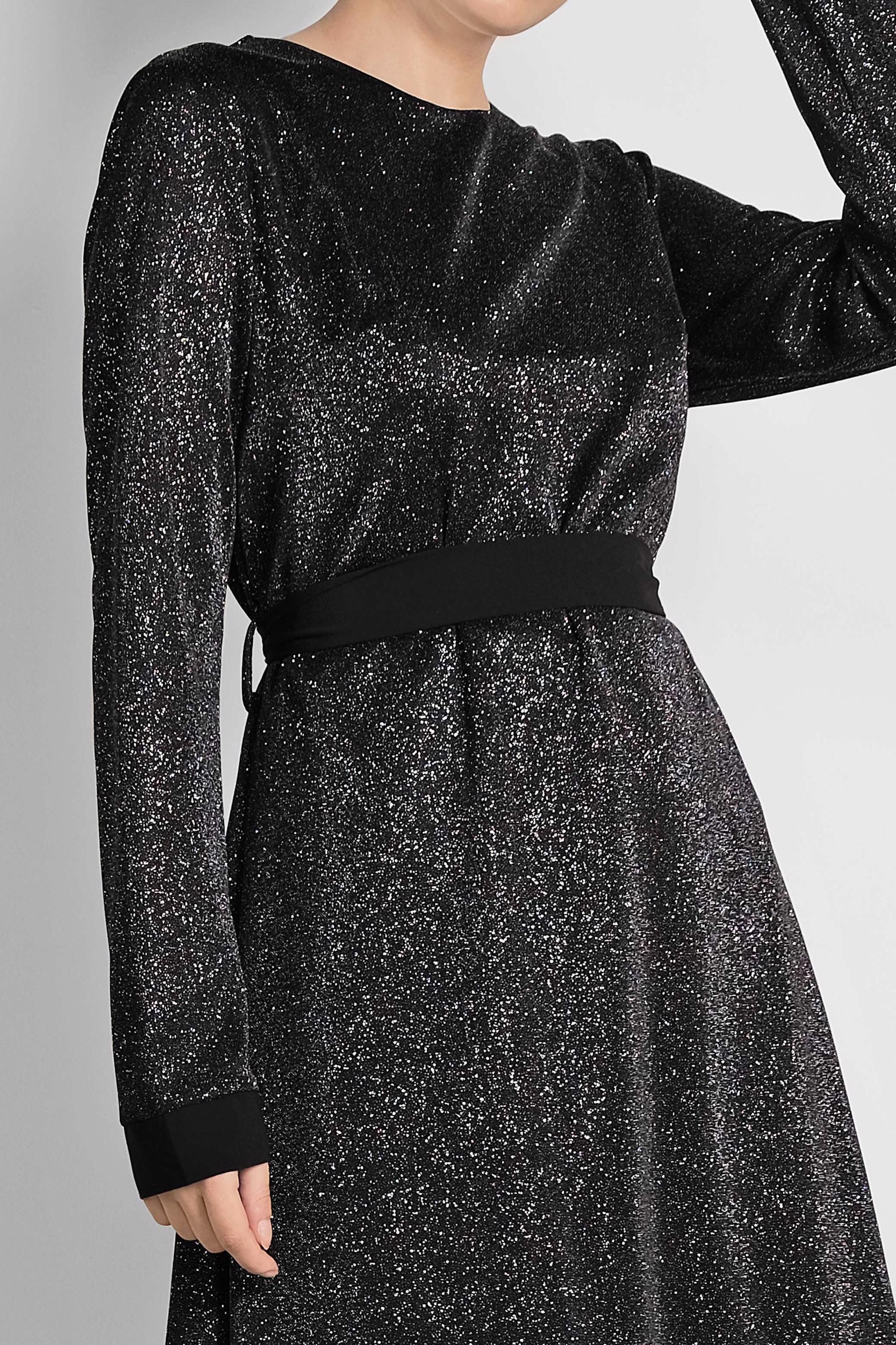 Tesettür giyim SİYAH ASİMETRİK KESİM SİMLİ İKİLİ PANT. TAKIM 3558 