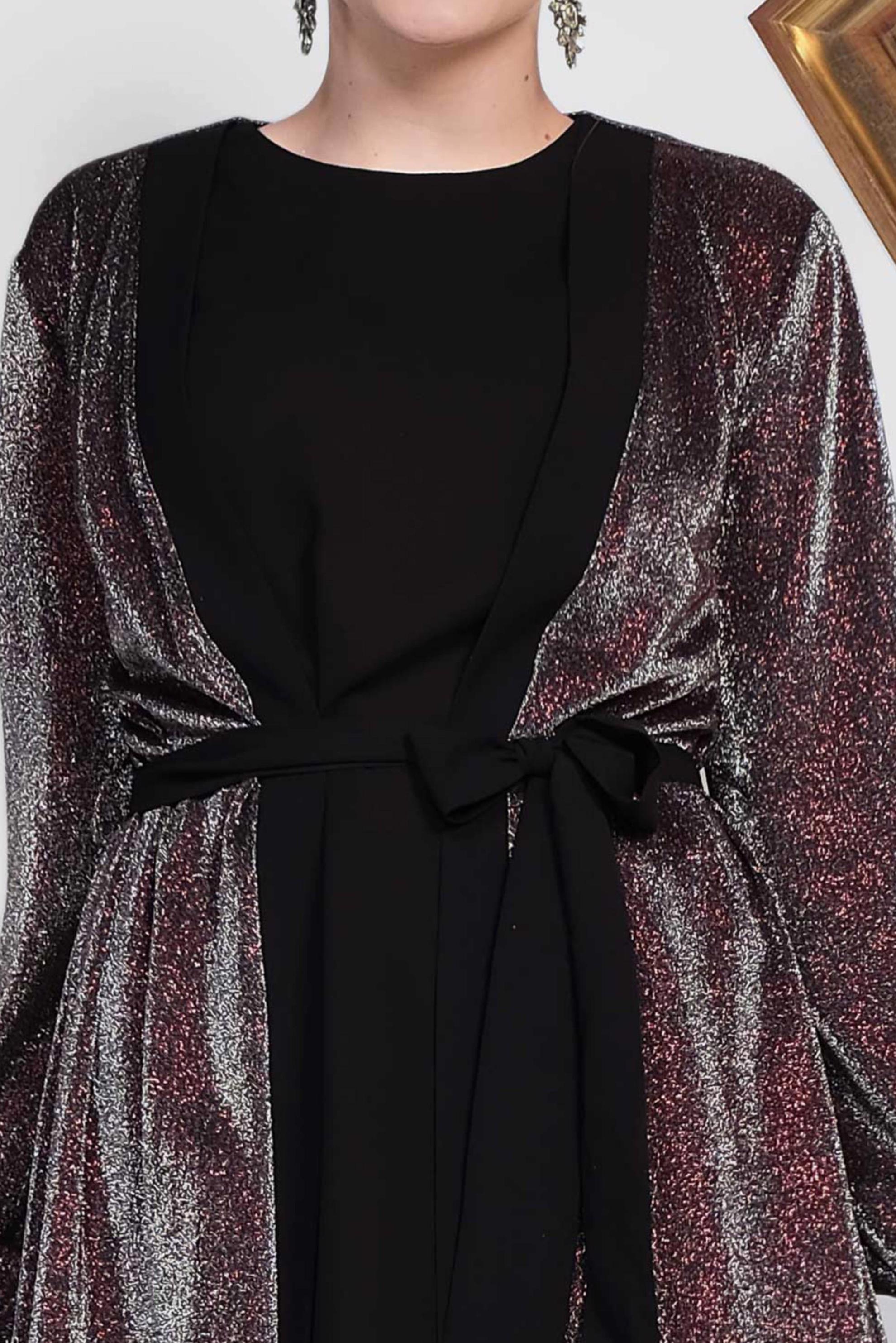 Tesettür giyim BORDO SİMLİ KUŞAKLI ÜÇLÜ PANT. TAKIM 3560 