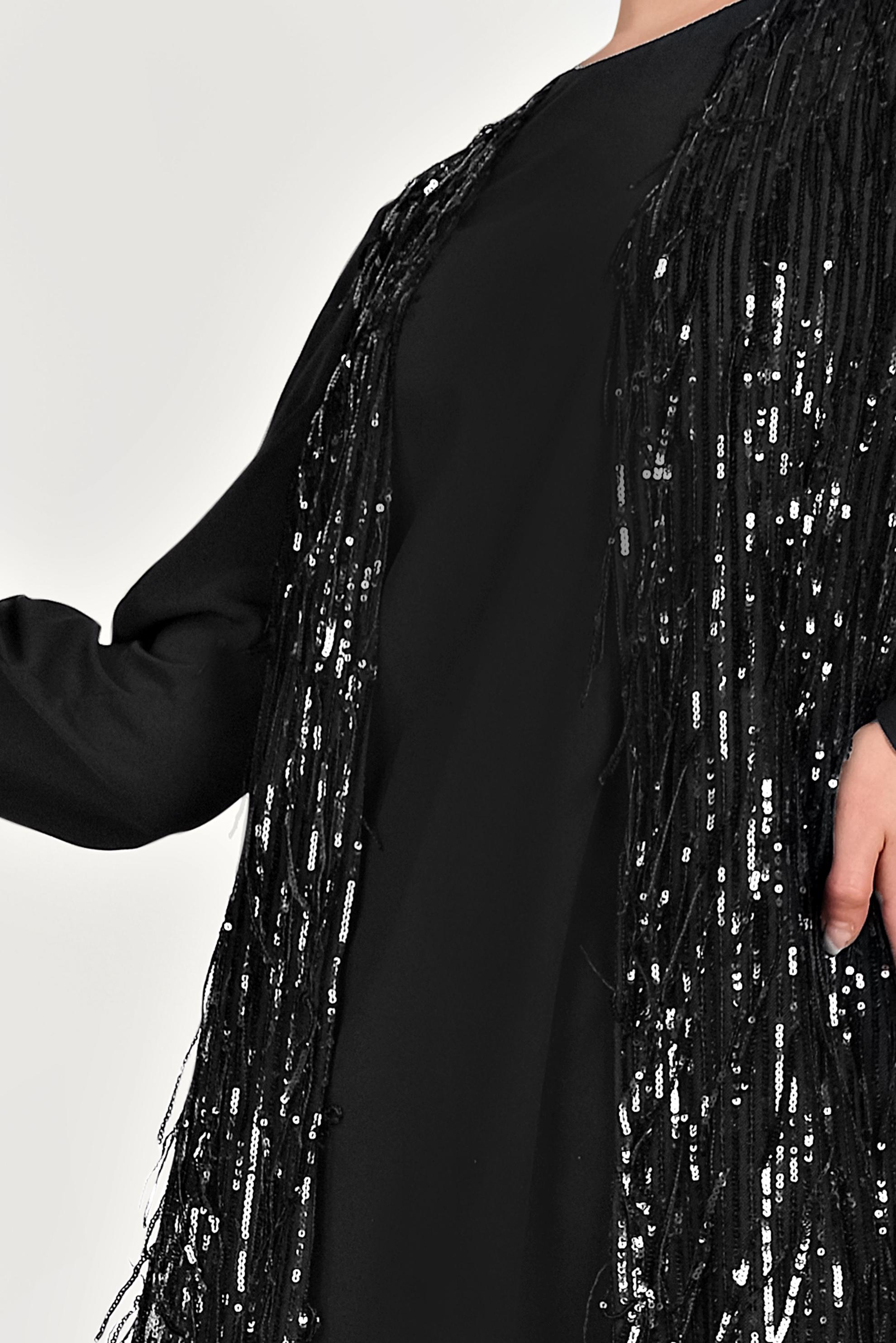 Tesettür giyim SİYAH PUL PAYETLİ ÜÇLÜ PANTOLONLU TAKIM 3564