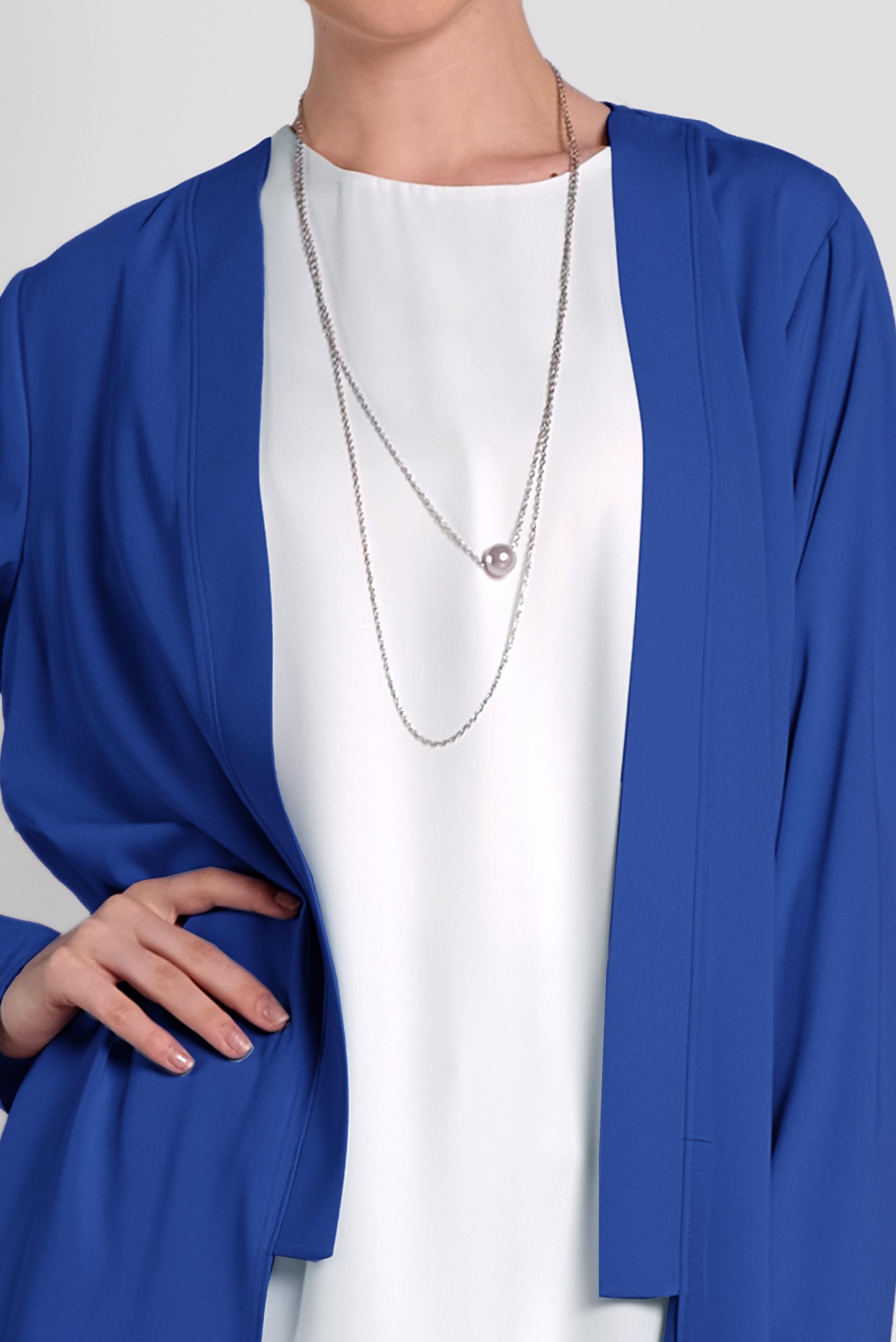 Tesettür giyim MAVİ SALAŞ MODEL ÜÇLÜ PANTOLONLU TAKIM 3565