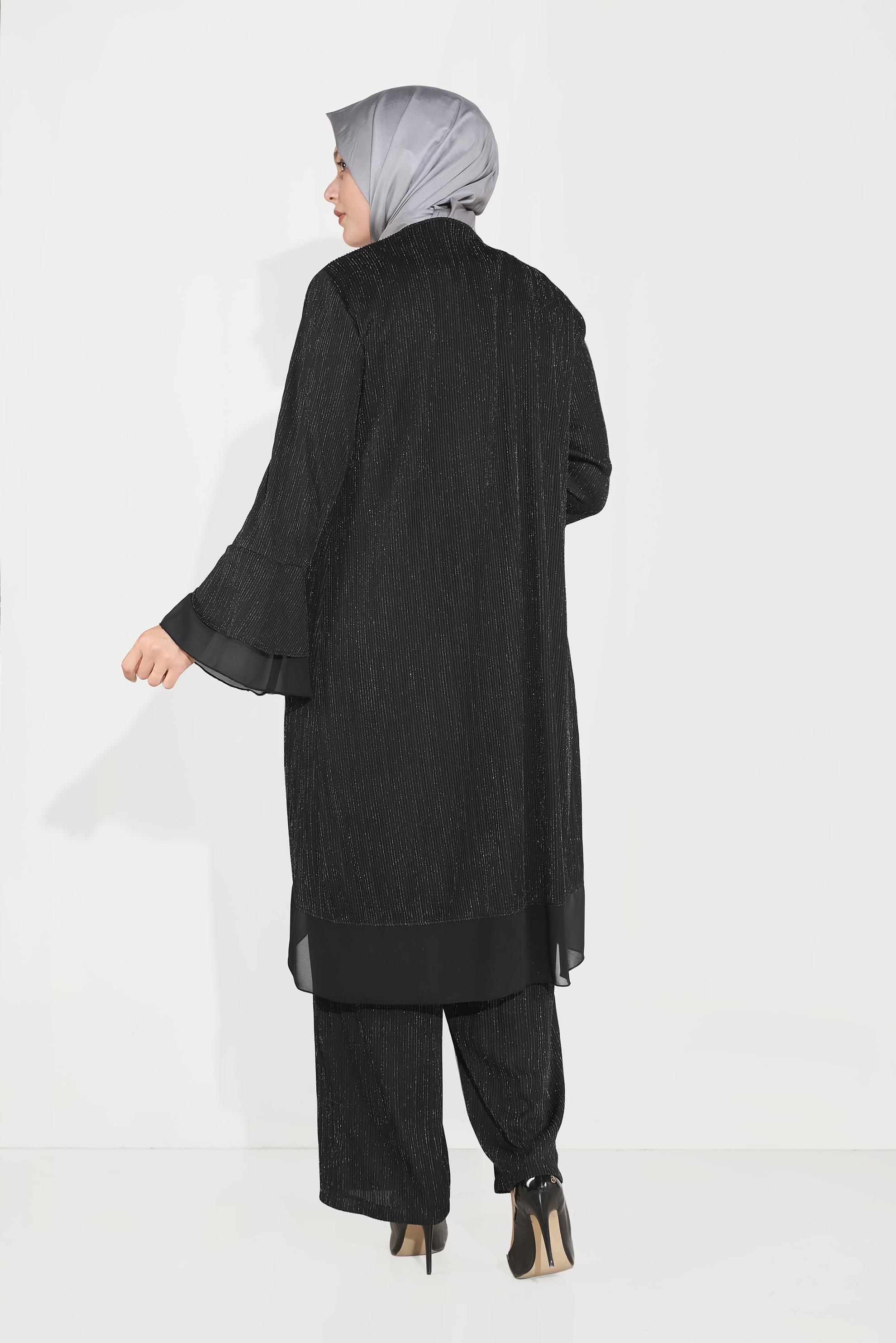 Hijab clothing BLACK RIBBED SPARKLY SUIT 3573