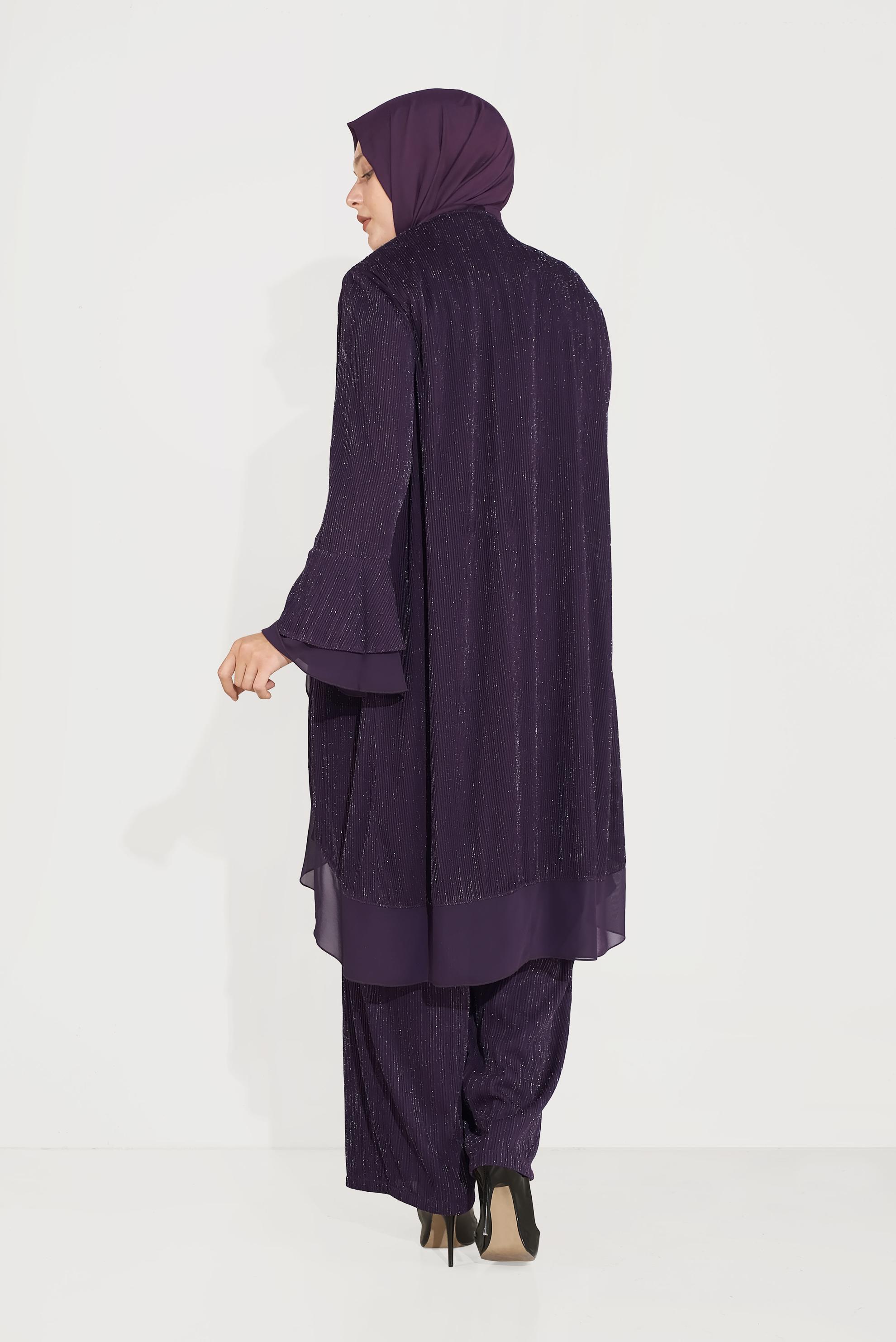 Hijab clothing PURPLE RIBBED SPARKLY SUIT 3573