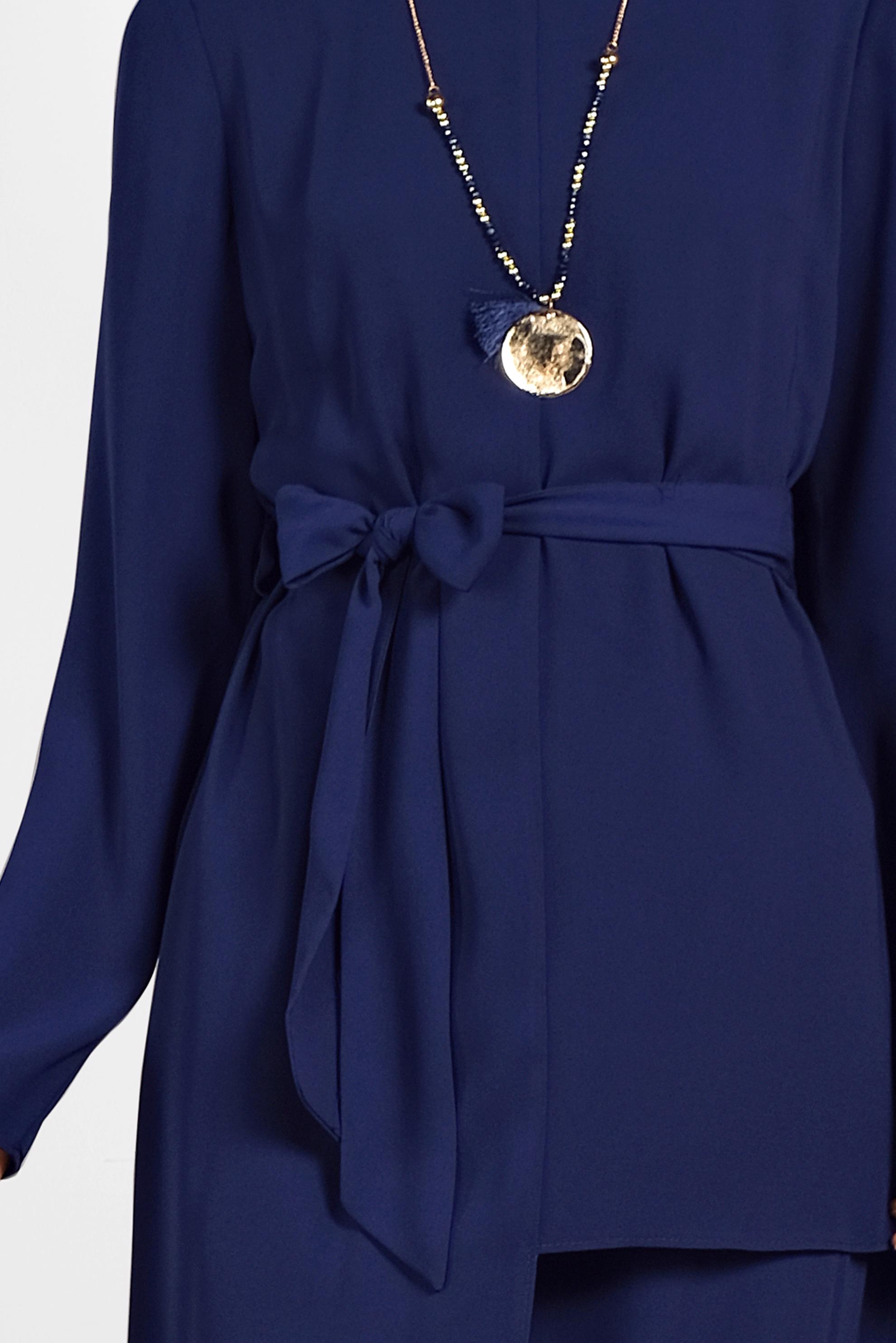 Tesettür giyim LACİVERT ASİMETRİK KESİM PANTOLONLU TAKIM 3575