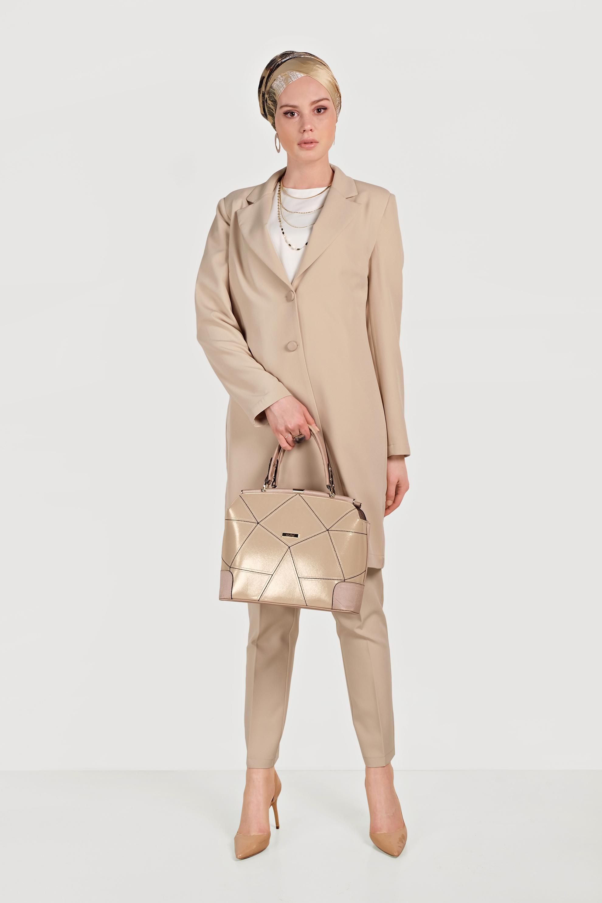 Hijab clothing BEIGE CLASSIC 2-PIECE SUIT WITH PANTS 40531 