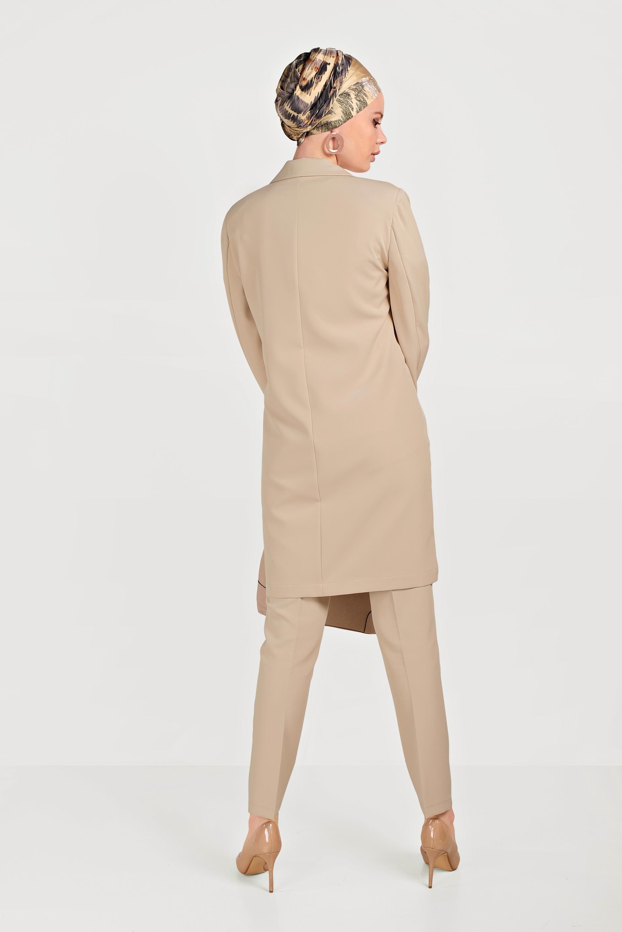 Hijab clothing BEIGE CLASSIC 2-PIECE SUIT WITH PANTS 40531 