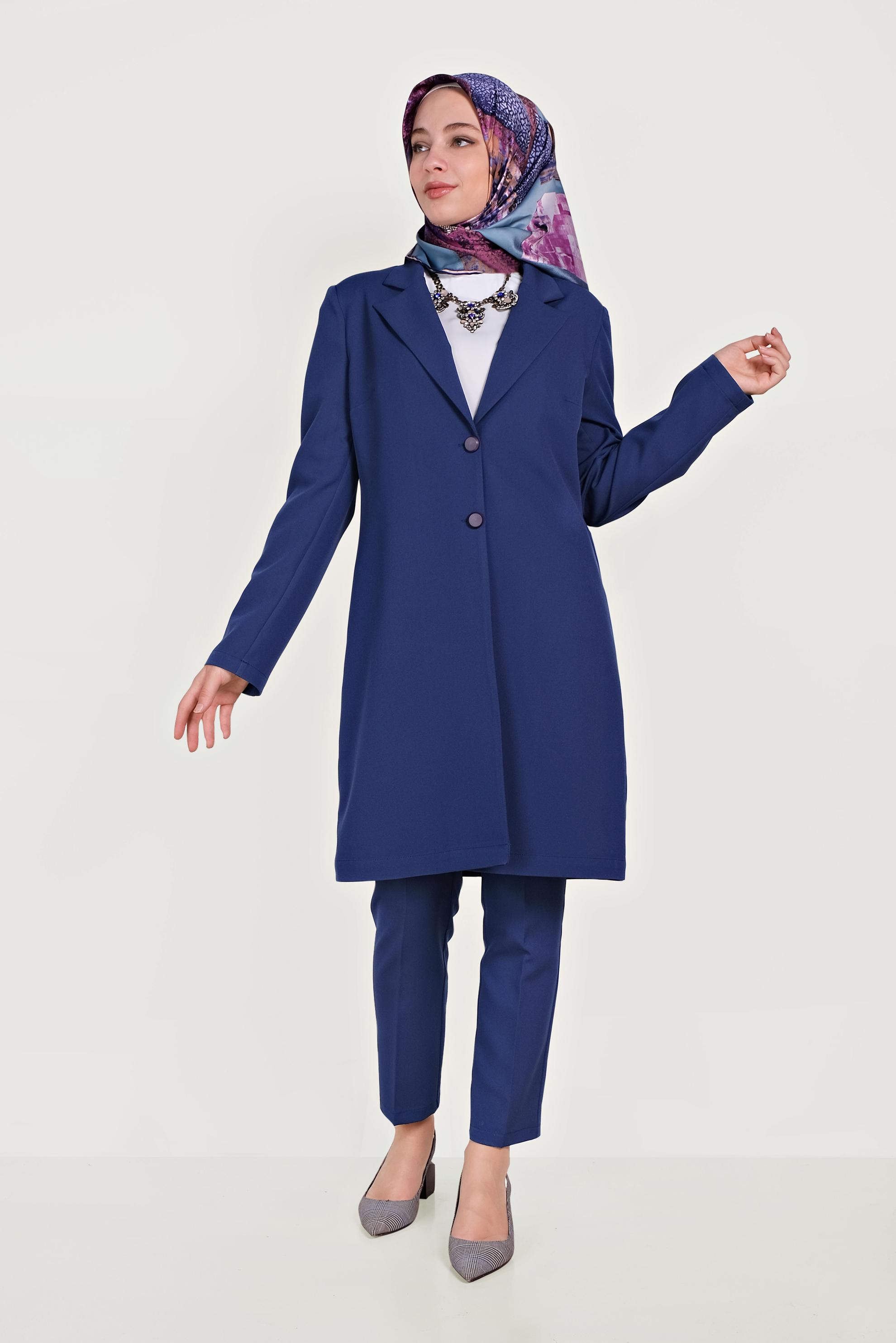 Hijab clothing NAVY BLUE CLASSIC 2-PIECE SUIT WITH PANTS 40531 