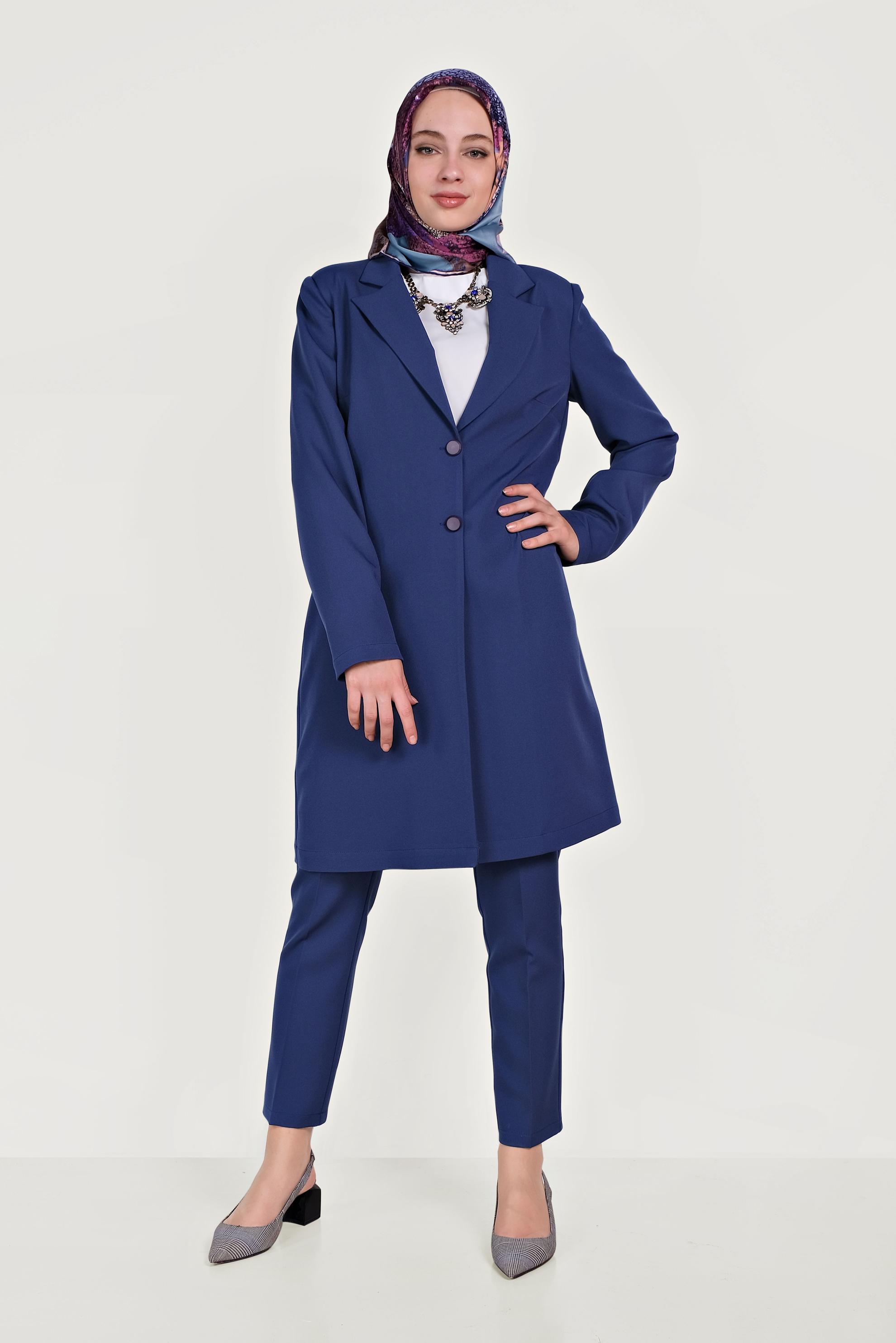 Hijab clothing NAVY BLUE CLASSIC 2-PIECE SUIT WITH PANTS 40531 