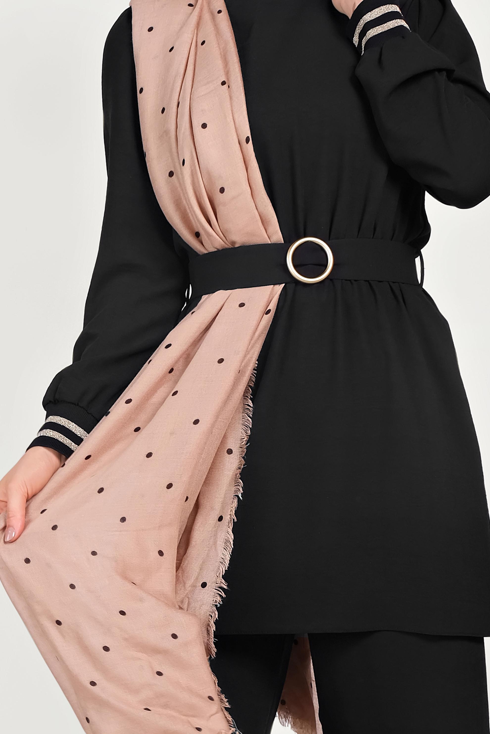 Tesettür giyim SİYAH SİMLİ PANTOLONLU TAKIM 40533