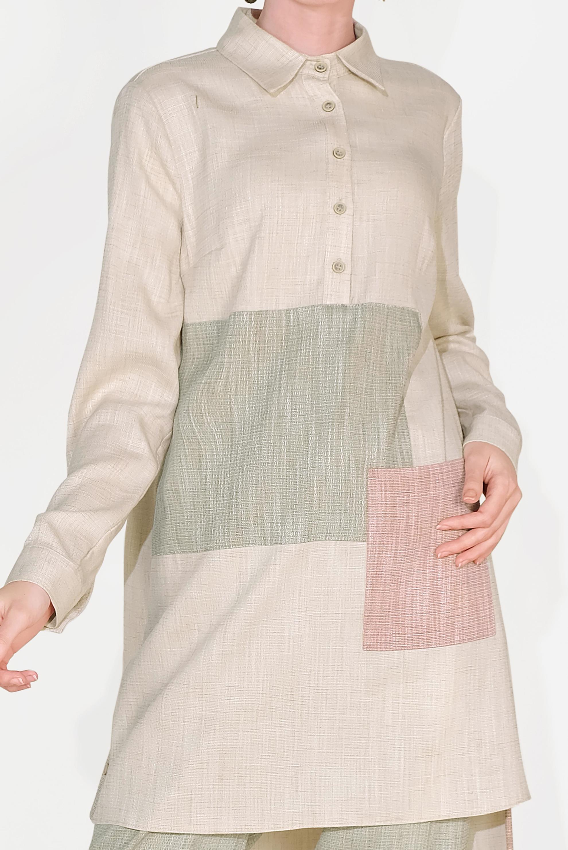 Hijab clothing KHAKI  Men&prime;s Collar Pocket Pants Set 40623 