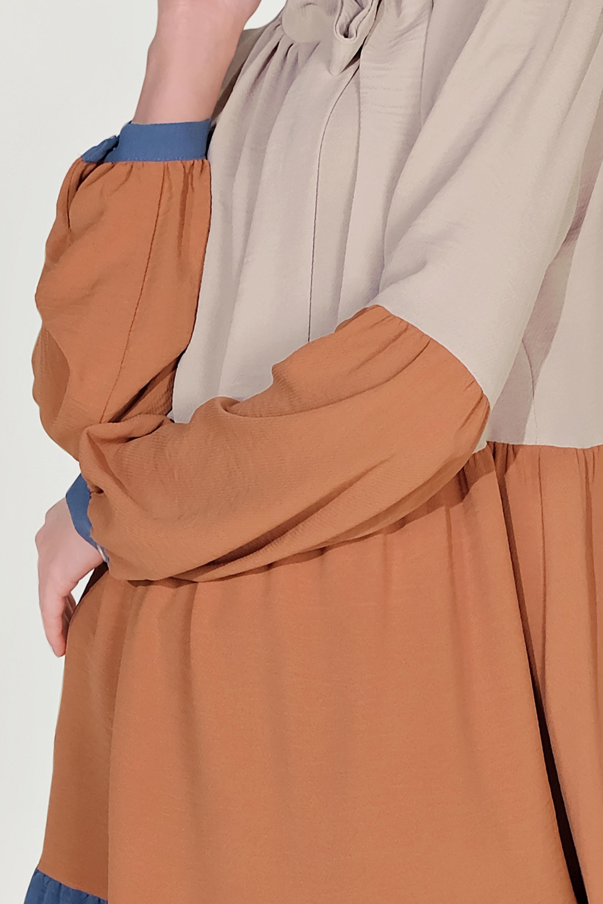 Tesettür giyim LACİVERT BAĞLAMA DETAYLI RENK BLOKLU İKİLİ TAKIM 40669