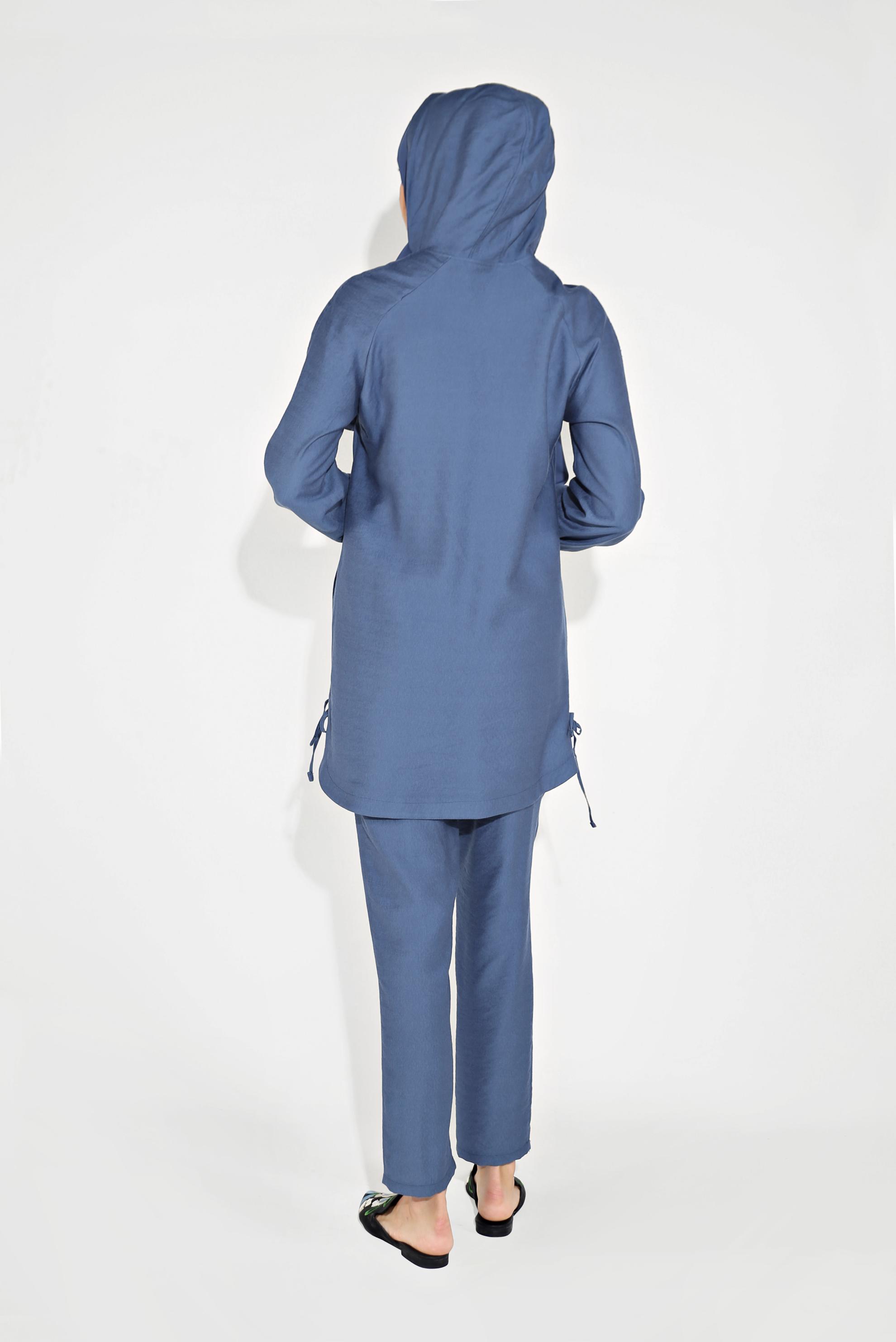 Tesettür giyim LACİVERT BAĞCIKLI KAPÜŞONLU PANTOLON TAKIM 40694