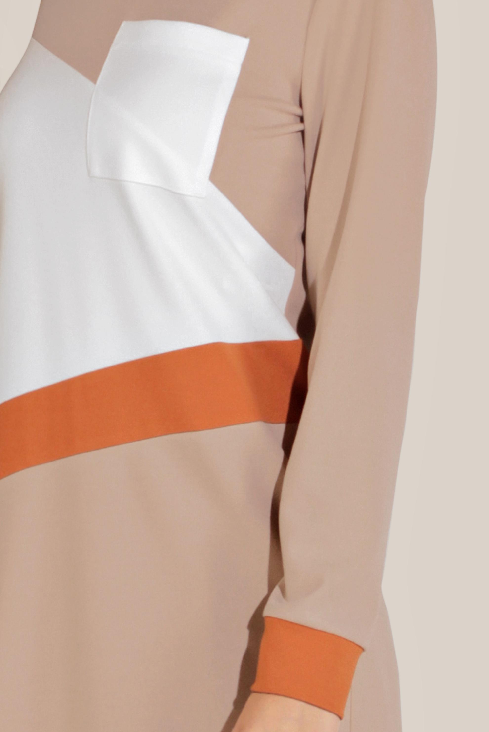 Tesettür giyim BEJ BİSİKLET YAKA PANTOLONLU TAKIM 40803