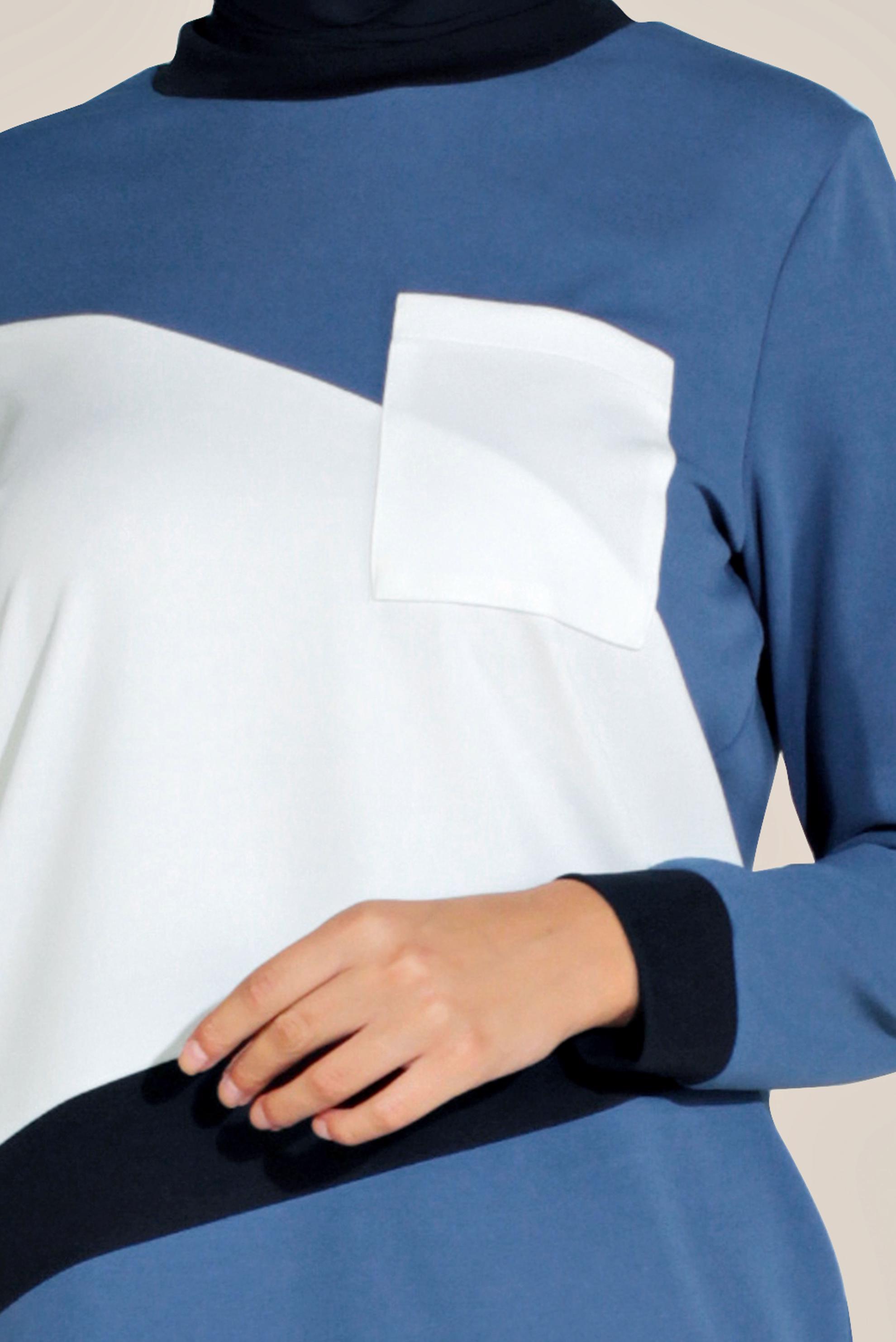 Tesettür giyim LACİVERT BİSİKLET YAKA PANTOLONLU TAKIM 40803