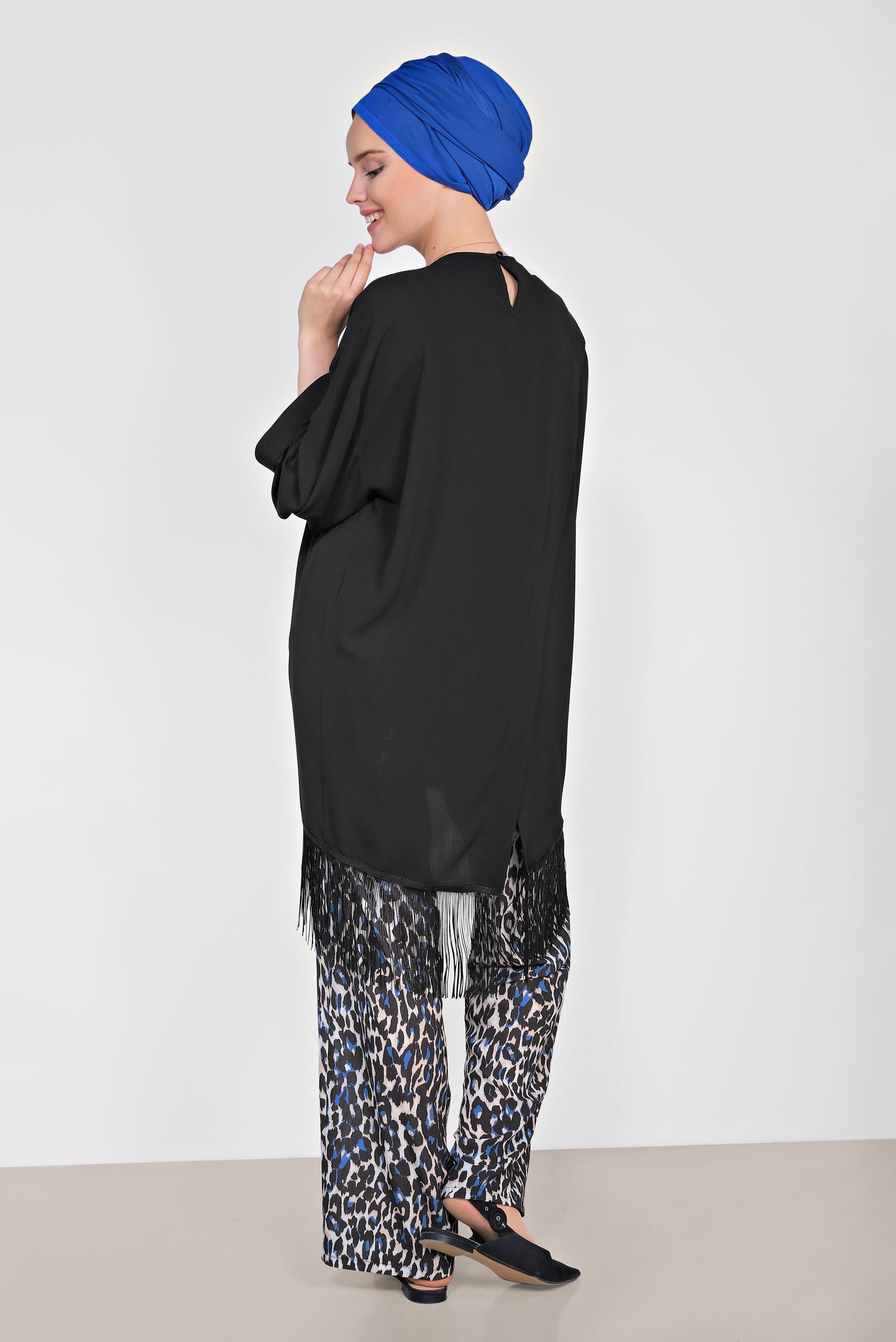 Tesettür giyim LACİVERT PÜSKÜLLÜ PANTOLONLU TAKIM 4296