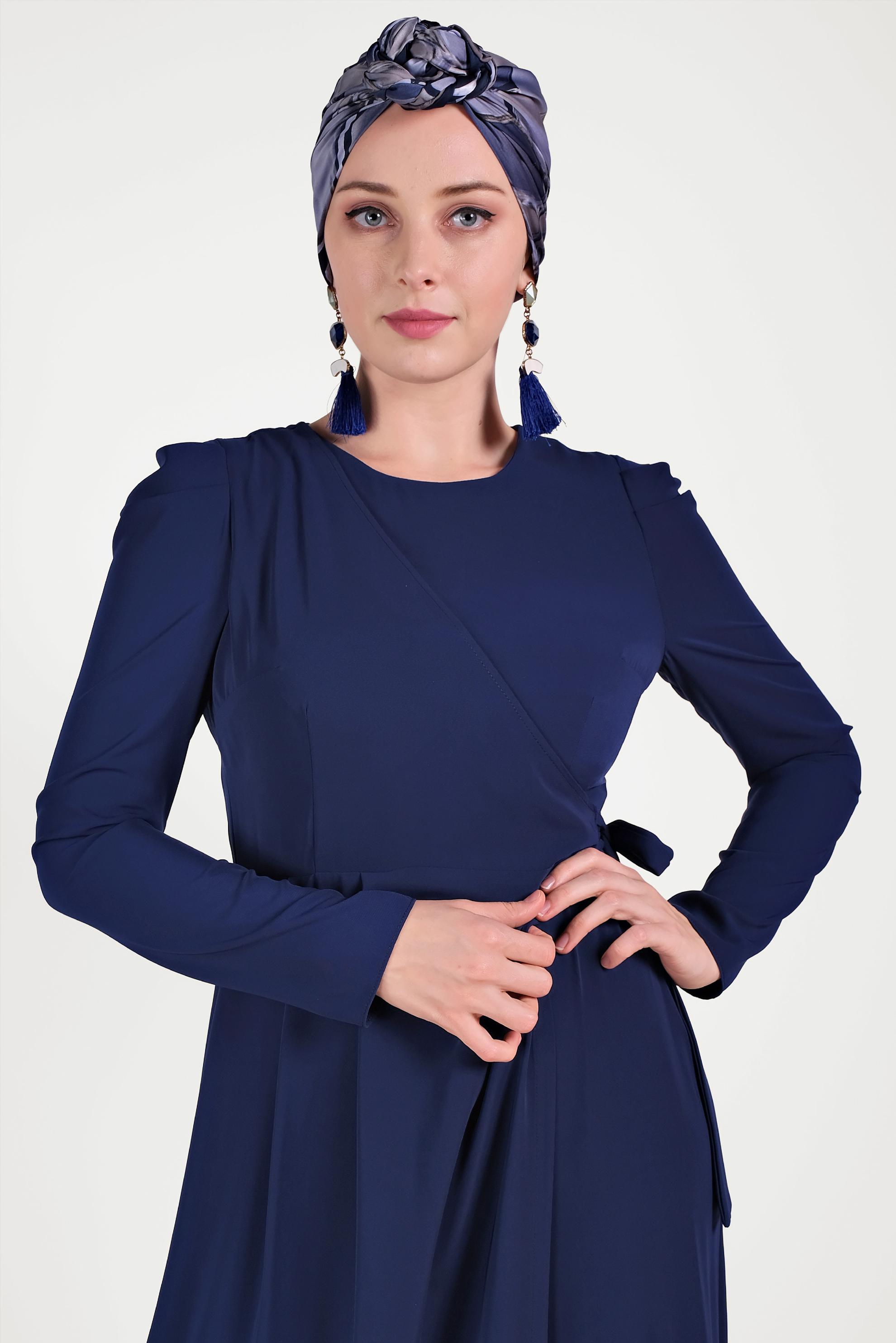 Tesettür giyim LACİVERT YANDAN BAĞLAMALI TULUM 40486