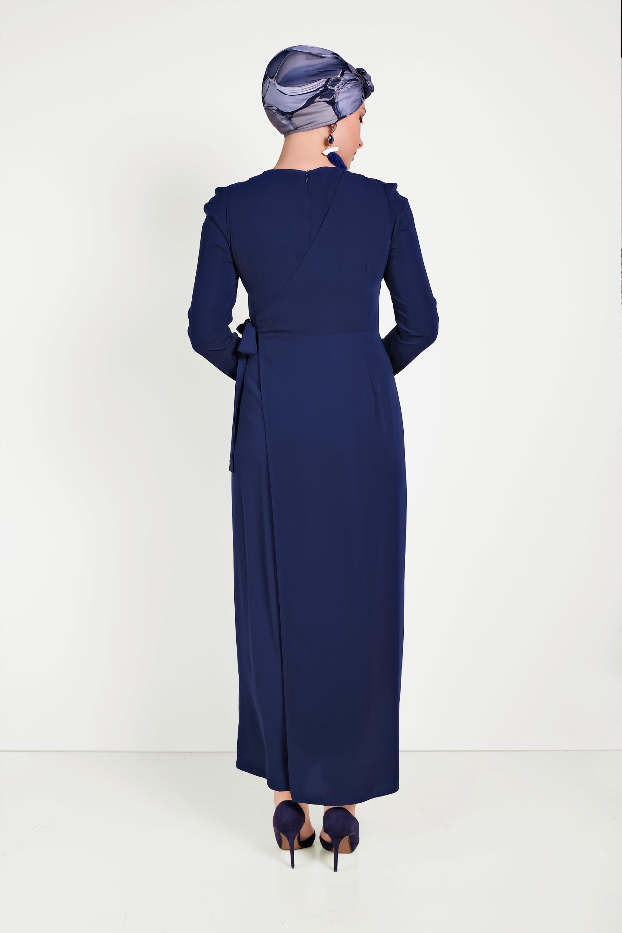 Tesettür giyim LACİVERT YANDAN BAĞLAMALI TULUM 40486