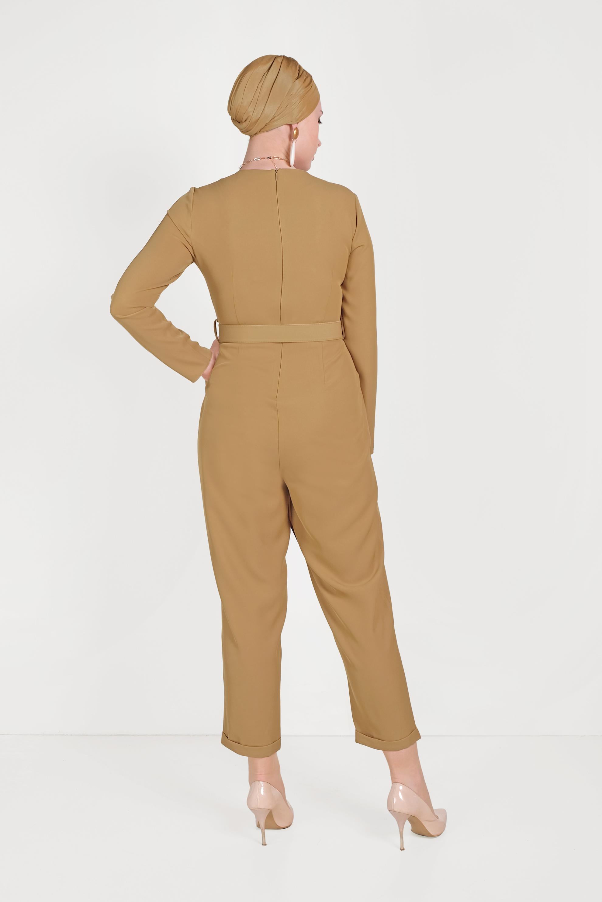 Hijab clothing YELLOW ZIPPERED BELTED OVERALLS 40506 