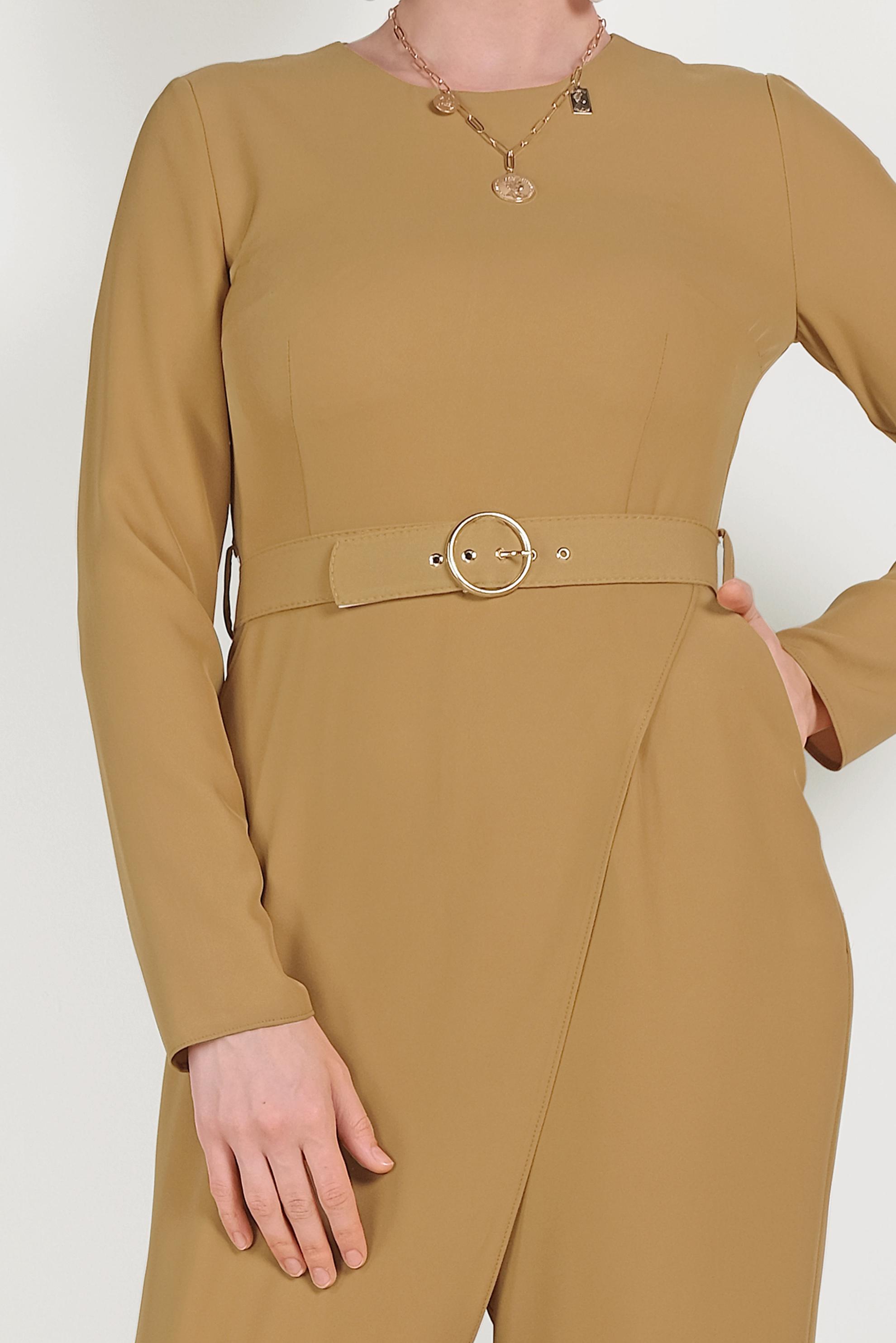 Hijab clothing YELLOW ZIPPERED BELTED OVERALLS 40506 