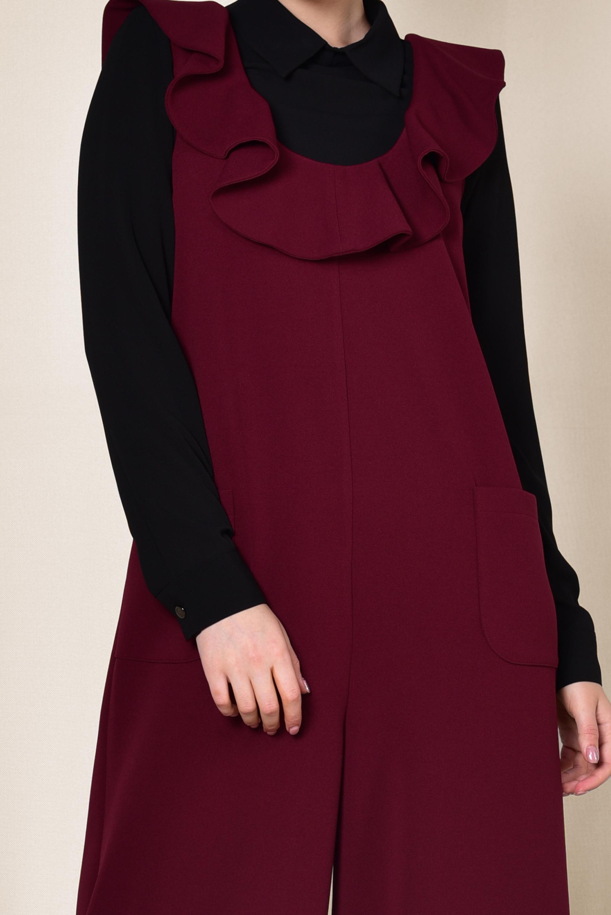 Vêtements hijab ROUGE BORDEAUX SALOPETTE À VOLANTS AVEC POCHE 4118