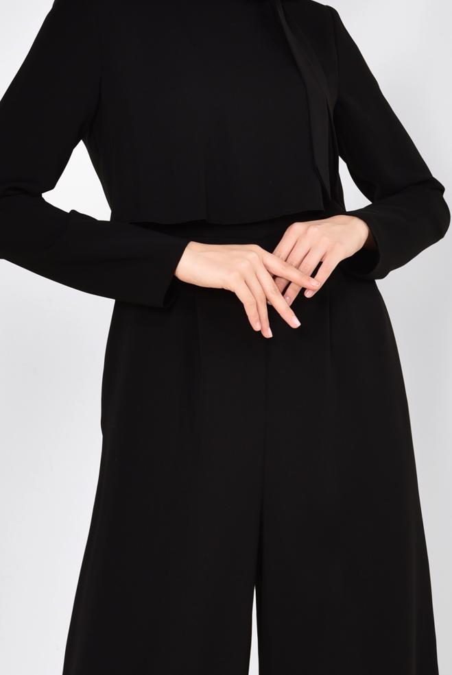 Vêtements hijab NOIR COMBINAISON DÉTAILLÉE COL ÉCHARPE 4260 - ALVİNA