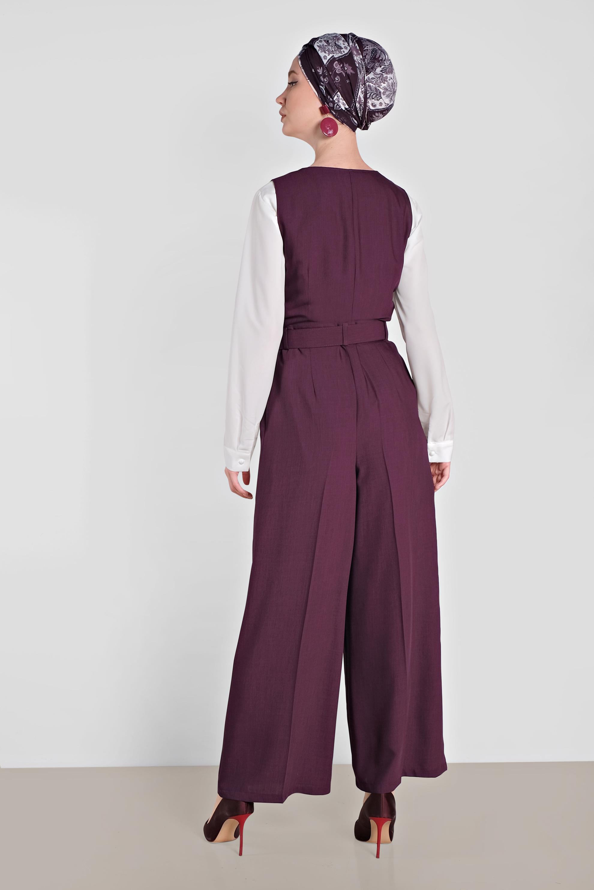 Vêtements hijab POURPRE SALOPETTE DOUBLE BOUTONNAGE AVEC POCHE 4479