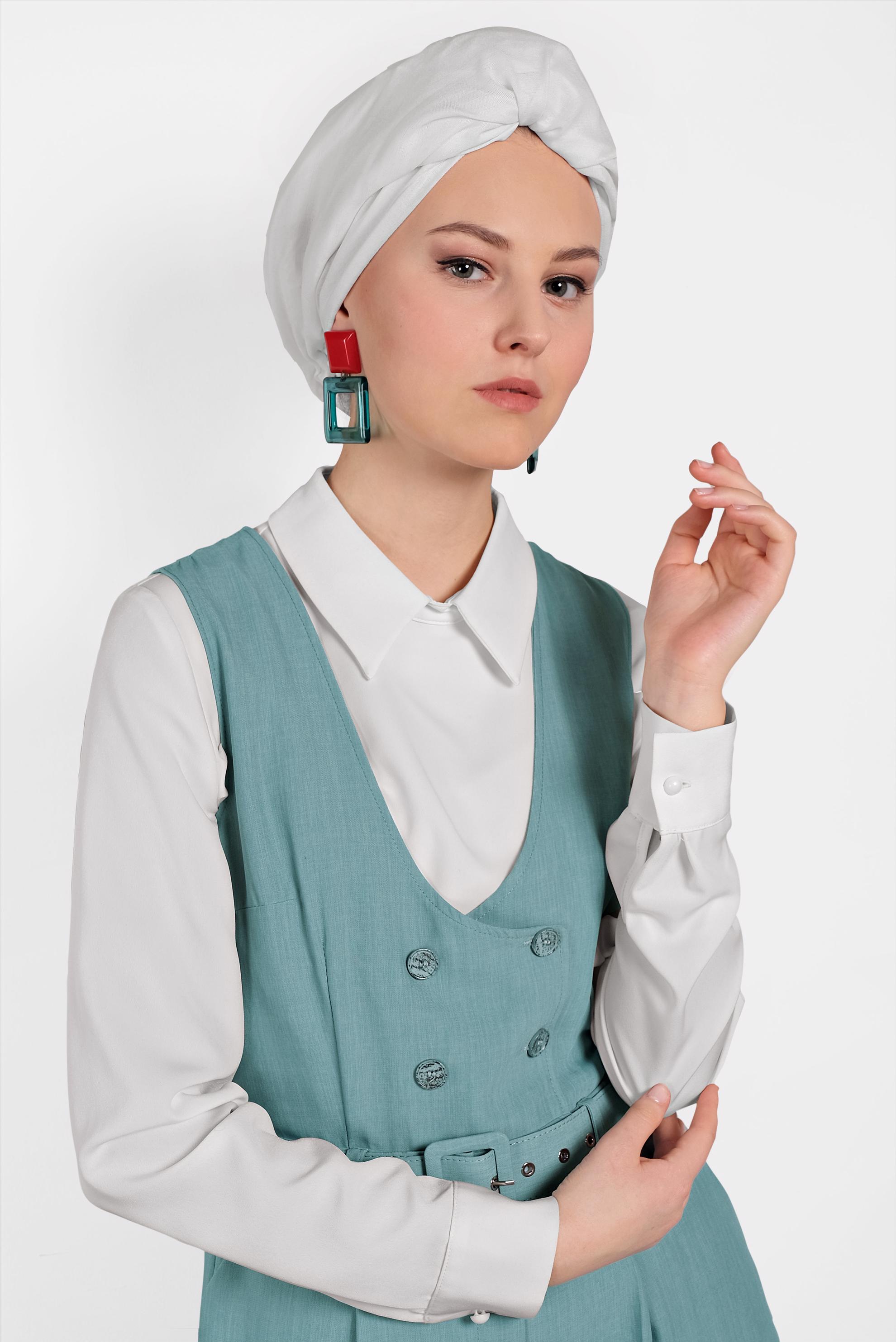 Hijab clothing GREEN DOUBLE BREASTED OVERALLS WITH POCKET 4479 