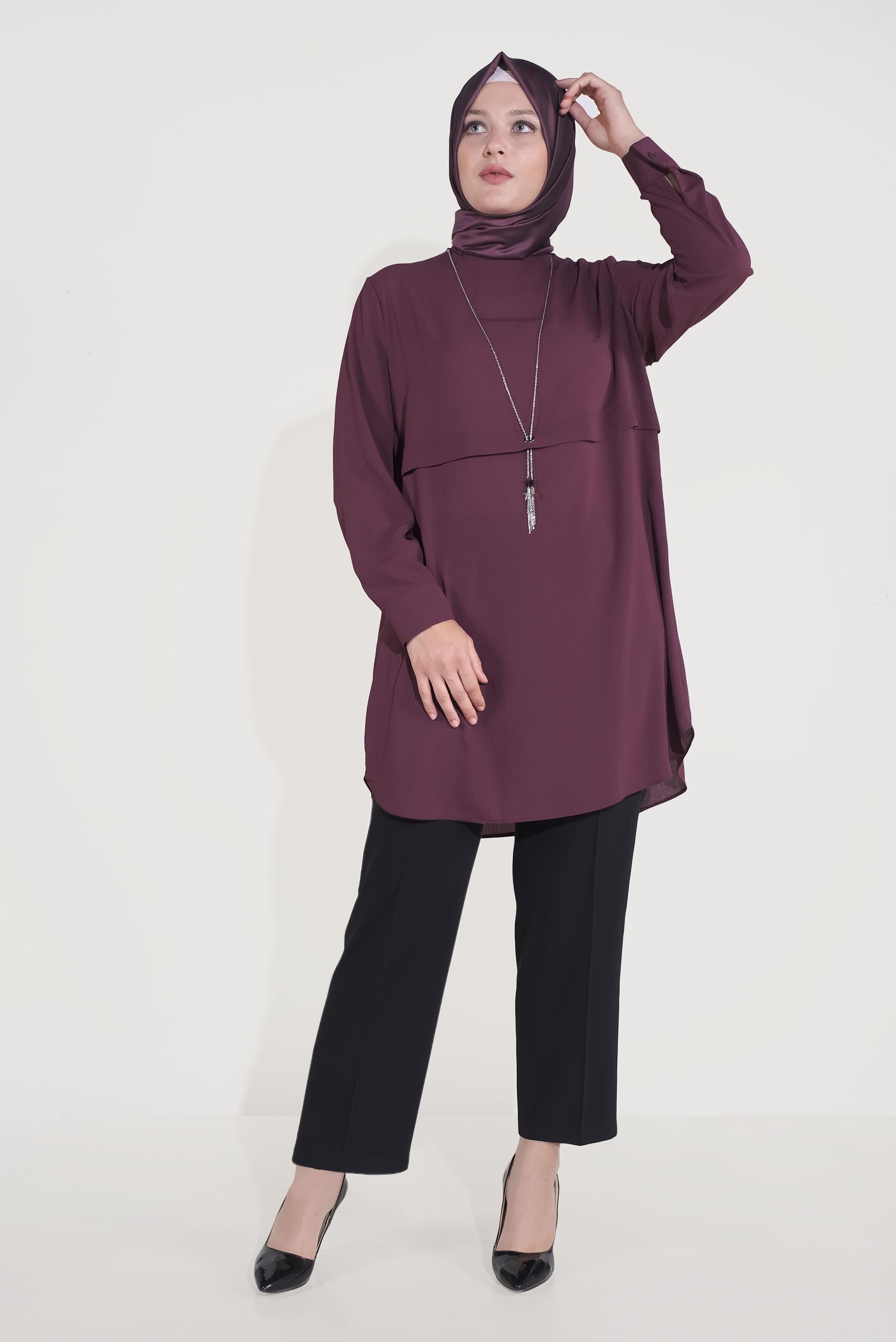 Tesettür giyim MOR DÜZ TESETTÜR TUNİK 20032