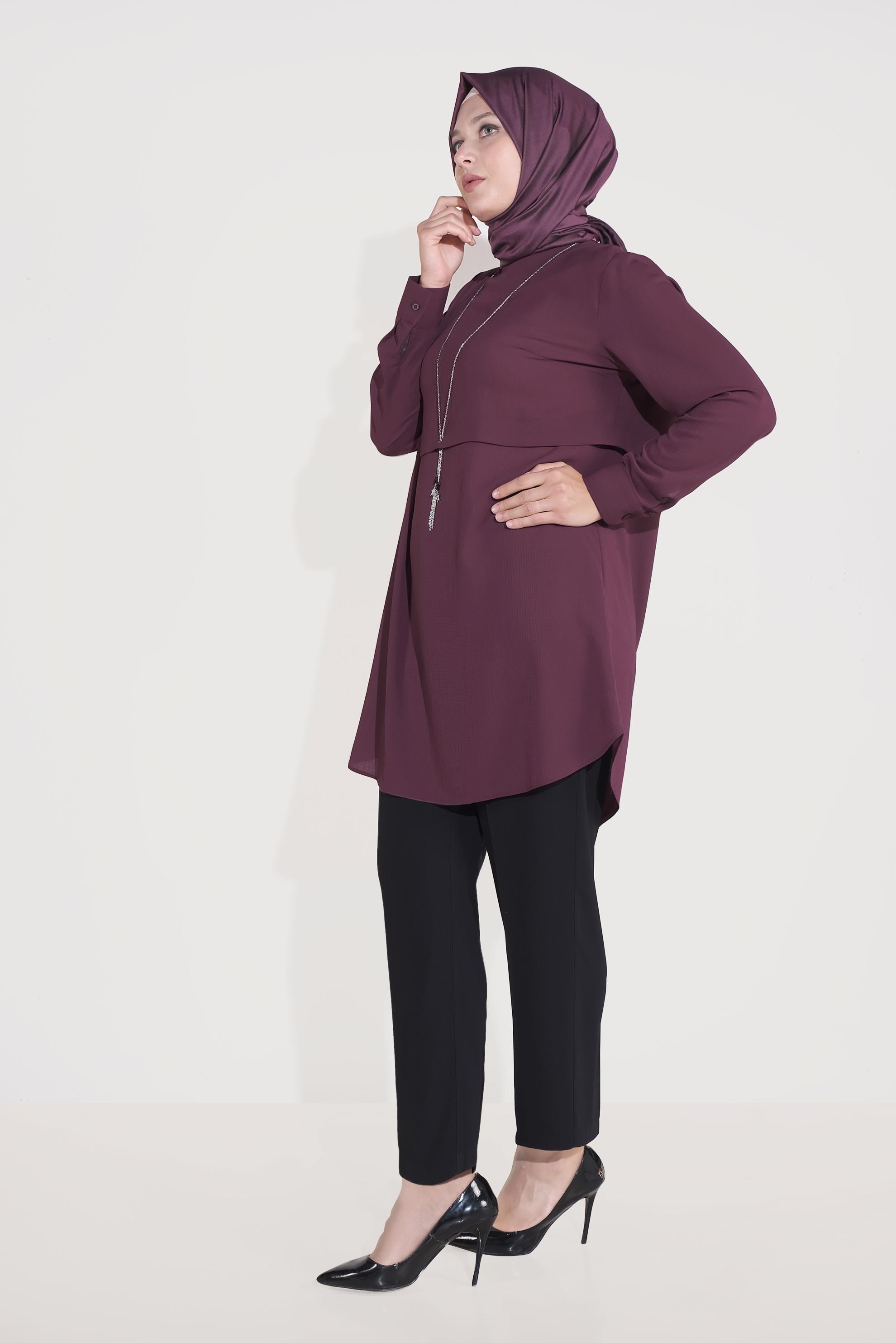 Tesettür giyim MOR DÜZ TESETTÜR TUNİK 20032