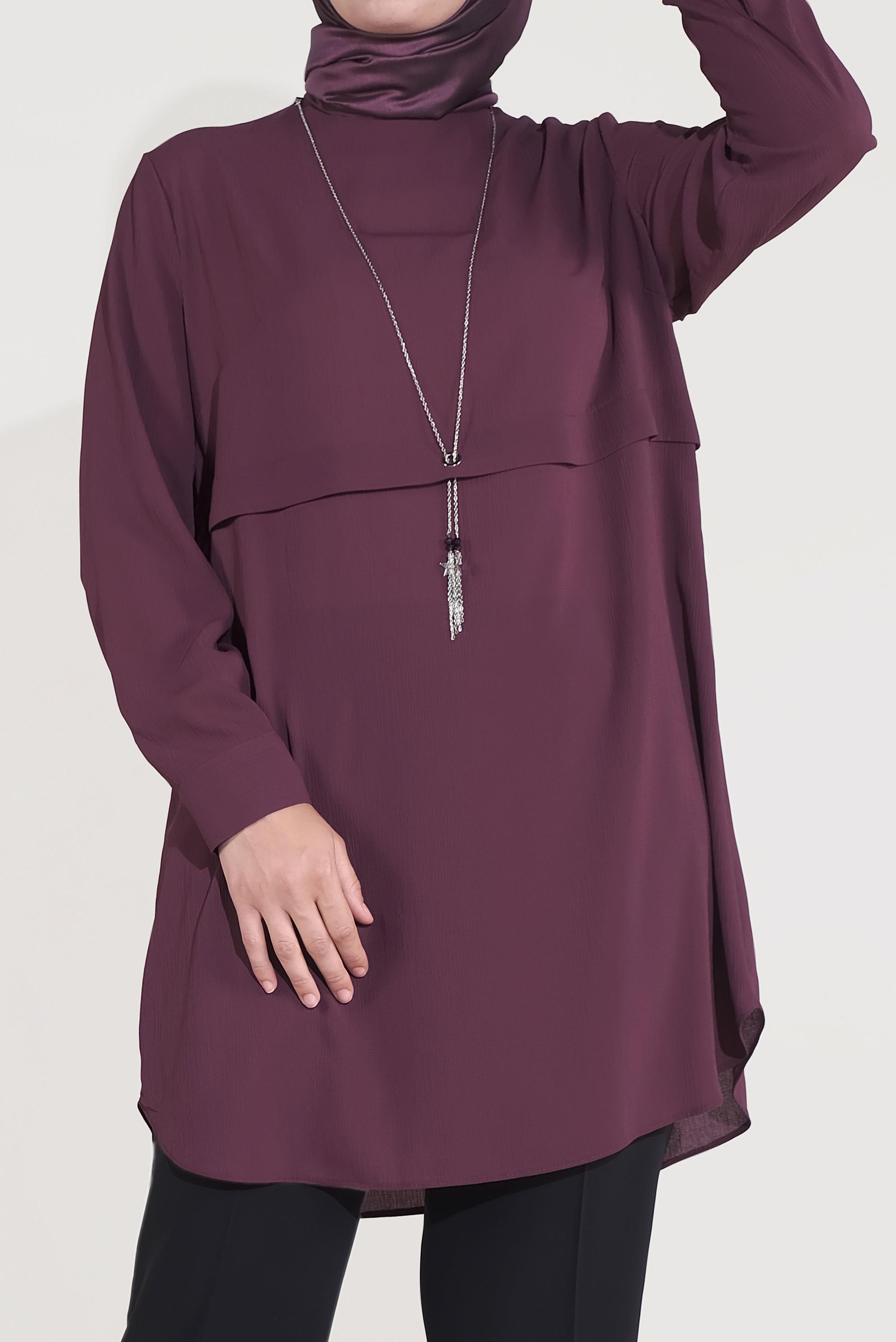 Tesettür giyim MOR DÜZ TESETTÜR TUNİK 20032