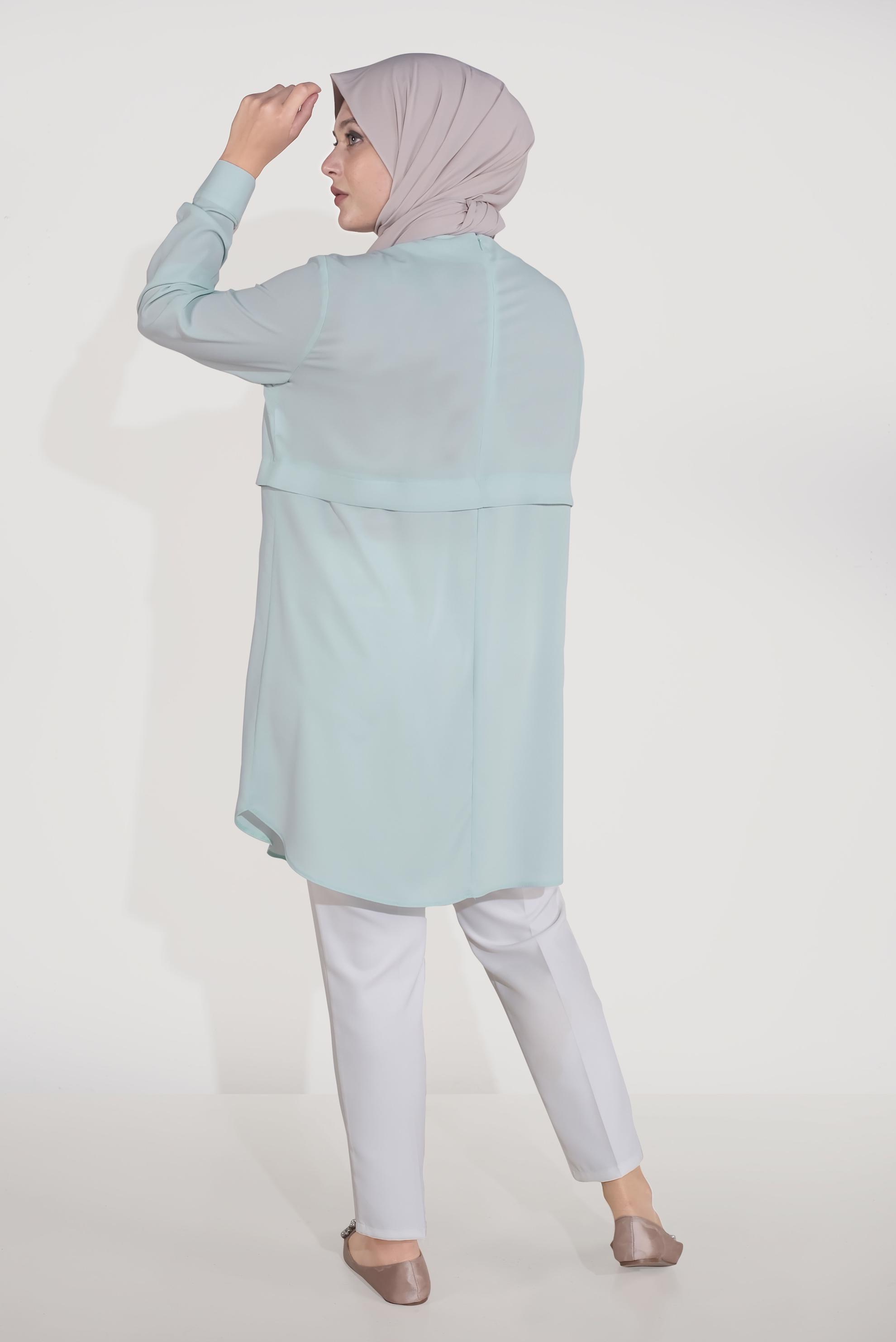 Tesettür giyim YEŞİL DÜZ TESETTÜR TUNİK 20032