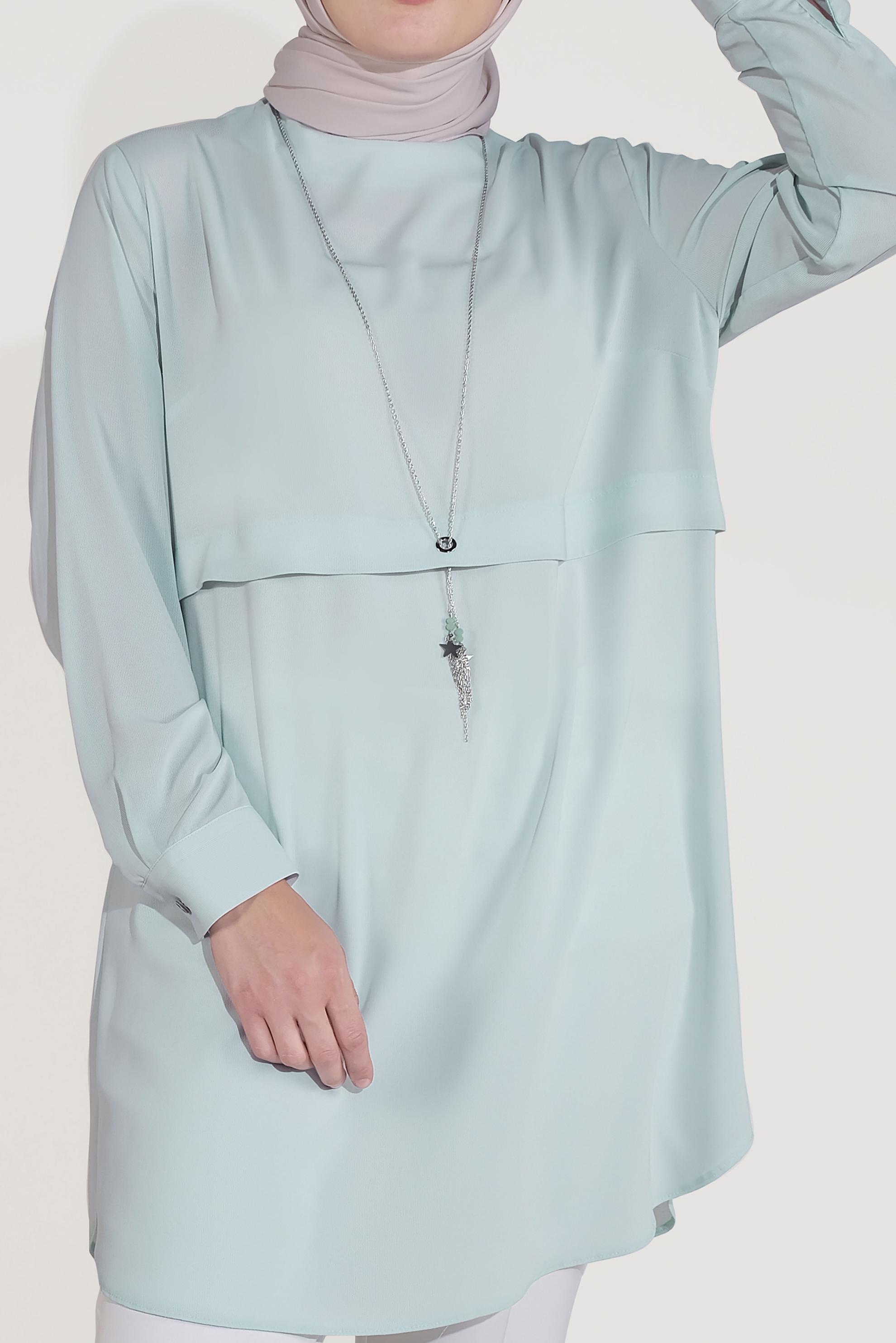 Tesettür giyim YEŞİL DÜZ TESETTÜR TUNİK 20032